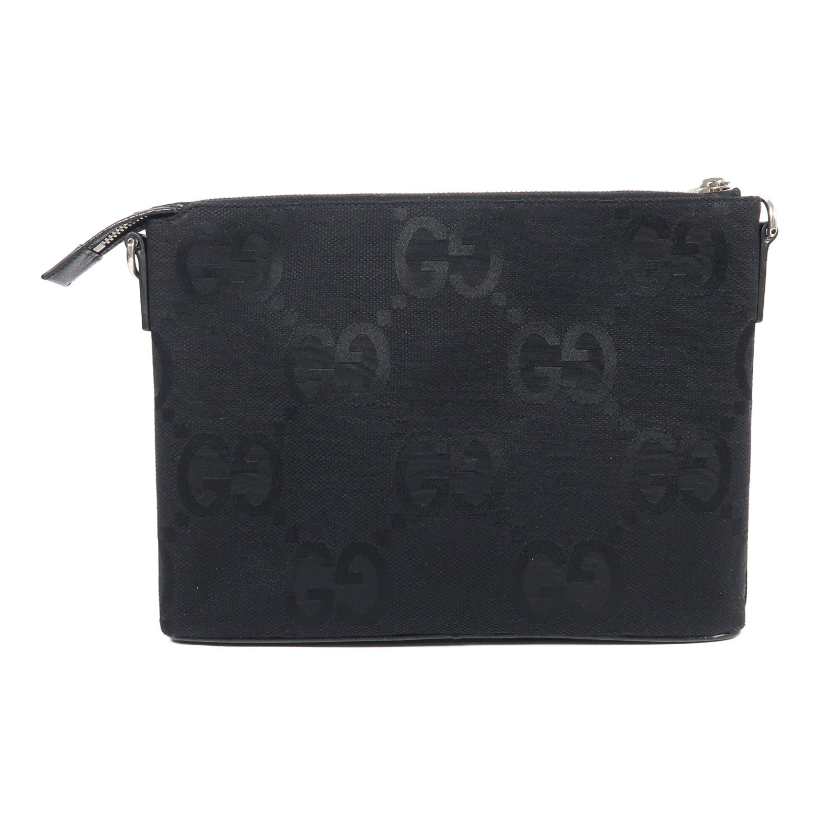 GUCCI【激減優惠】 帆布Jumbo GG銀扣手挽肩背兩用袋黑色