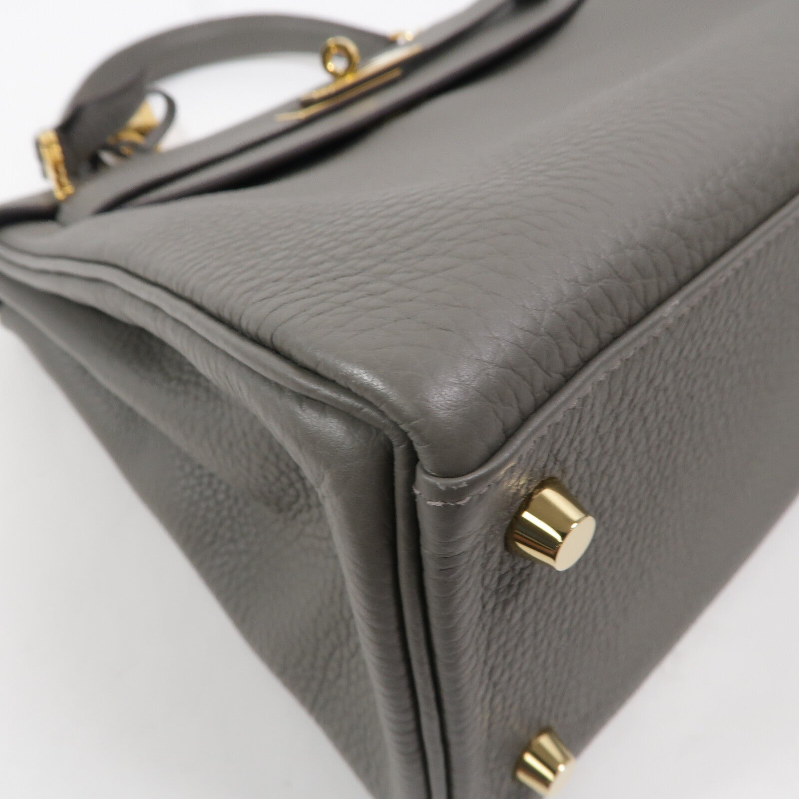 HERMES Clemence皮革Kelly 28手挽肩背兩用袋Gris Meyer