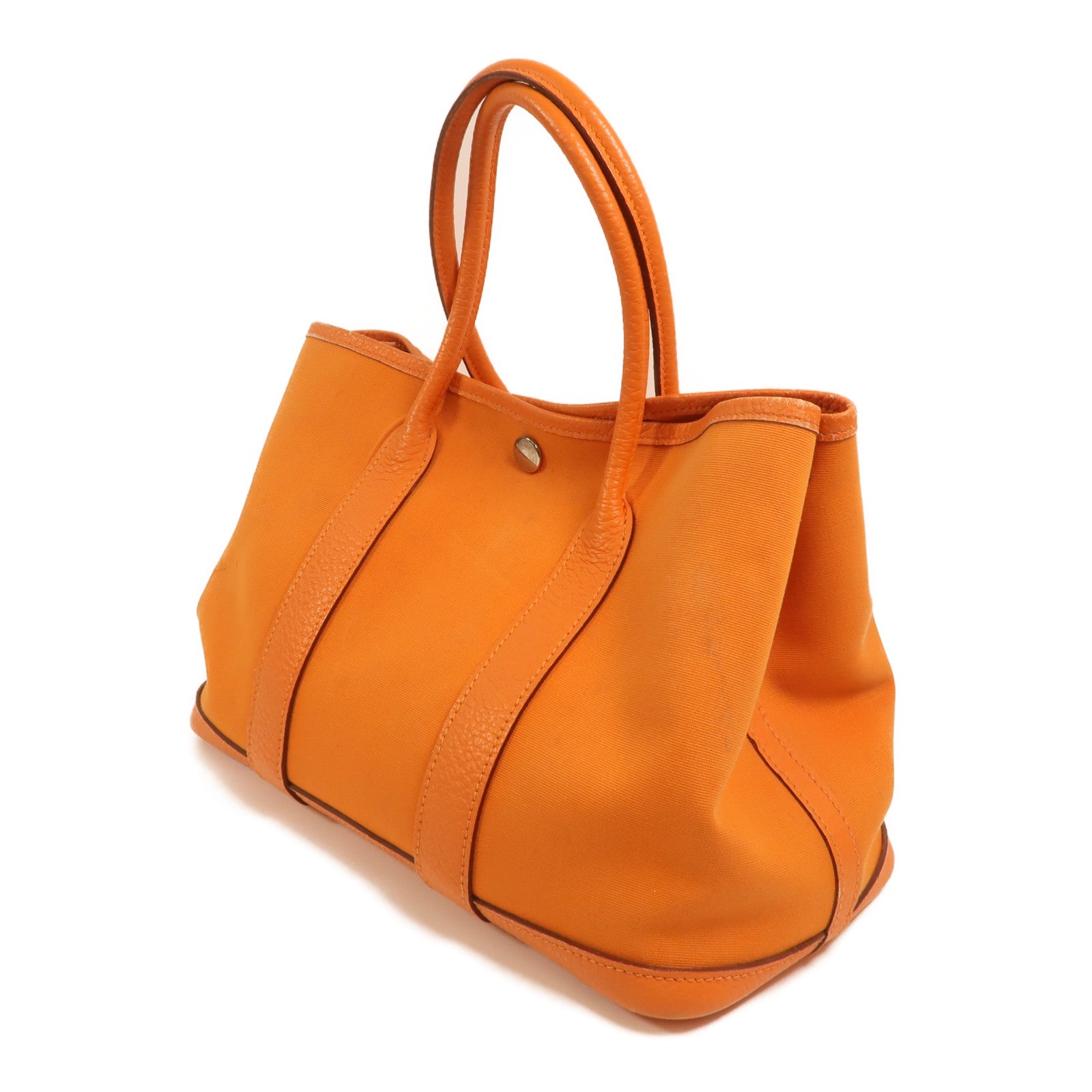 HERMES 帆布Garden Party TPM銀扣手挽袋Orange