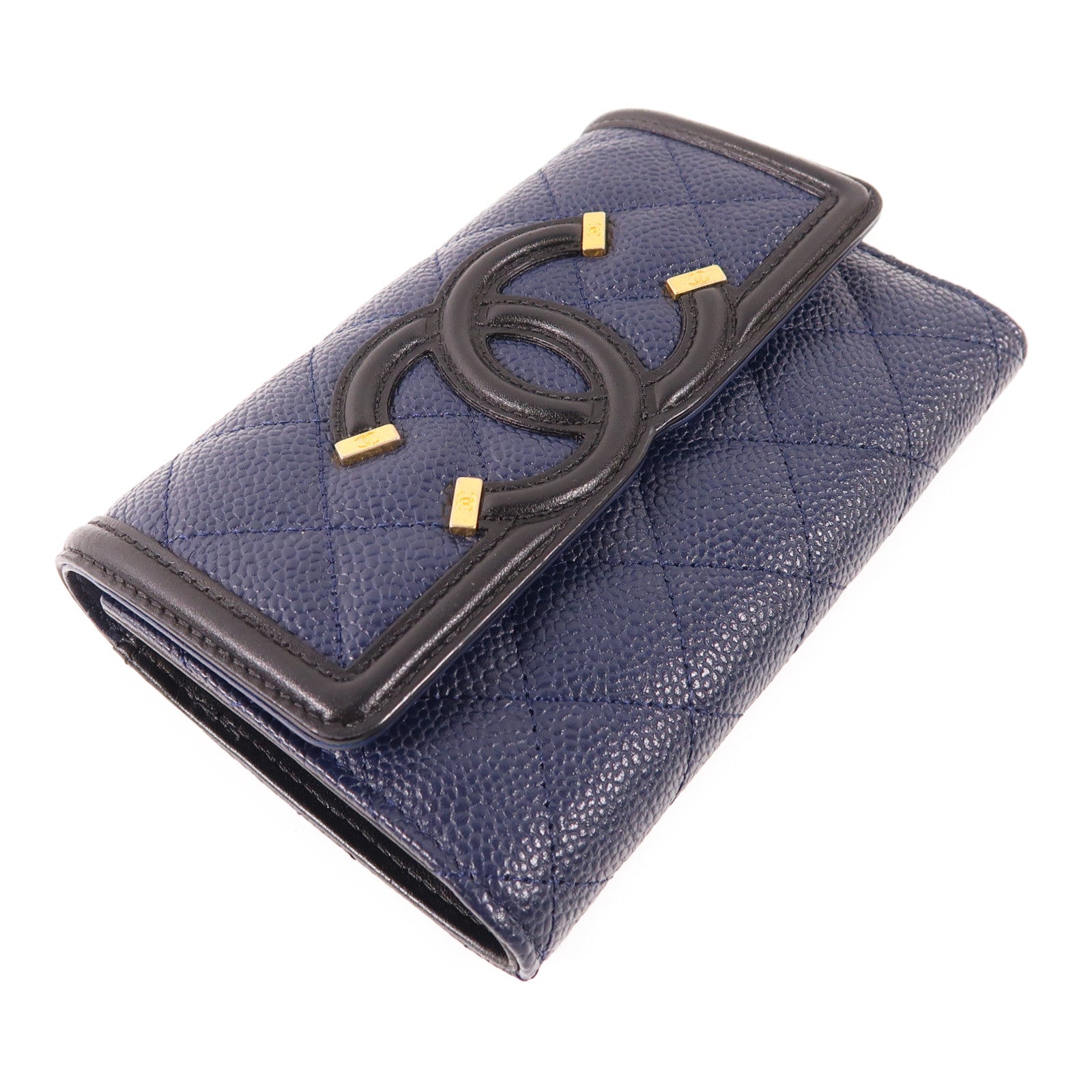 CHANEL 牛皮皮革Wallet金扣錢包
