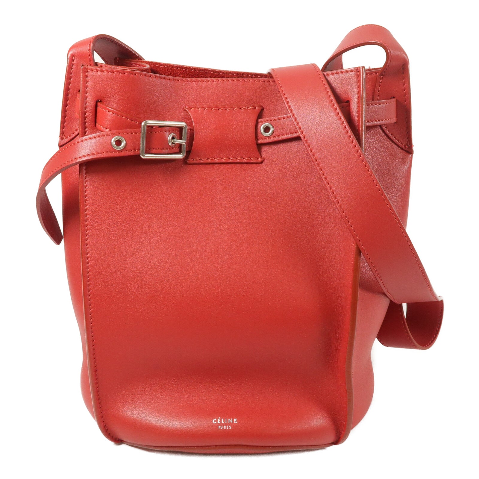 CELINE 牛皮皮革Big Bag Bucket銀扣肩背袋