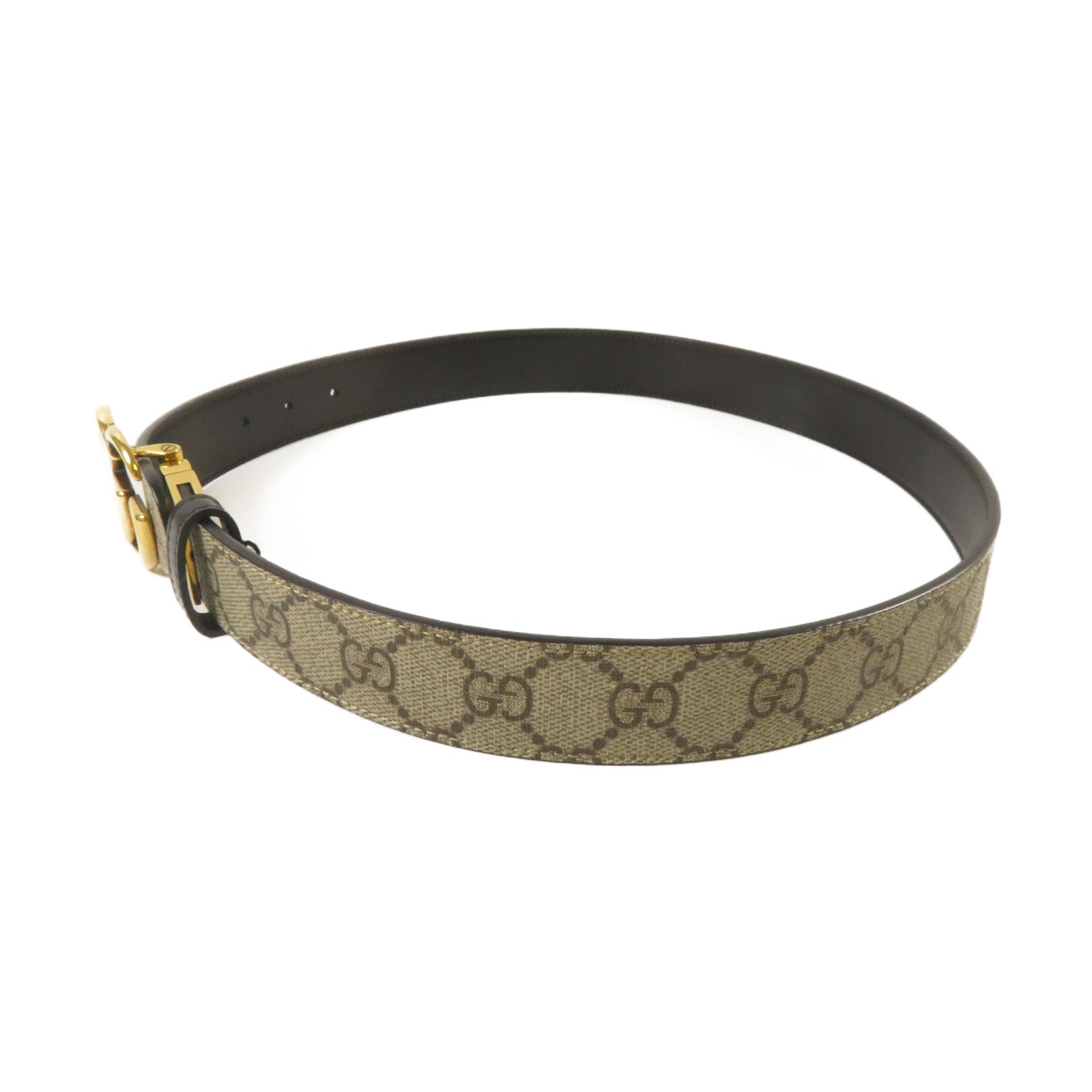 GUCCI 【激減優惠】塗層帆布/皮革GG Marmont Belt皮帶啡色/黑色