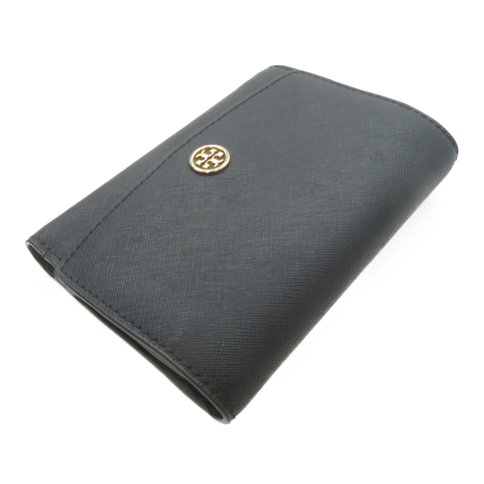 Tory Burch 【激減優惠】牛皮皮革Burch金扣錢包黑色
