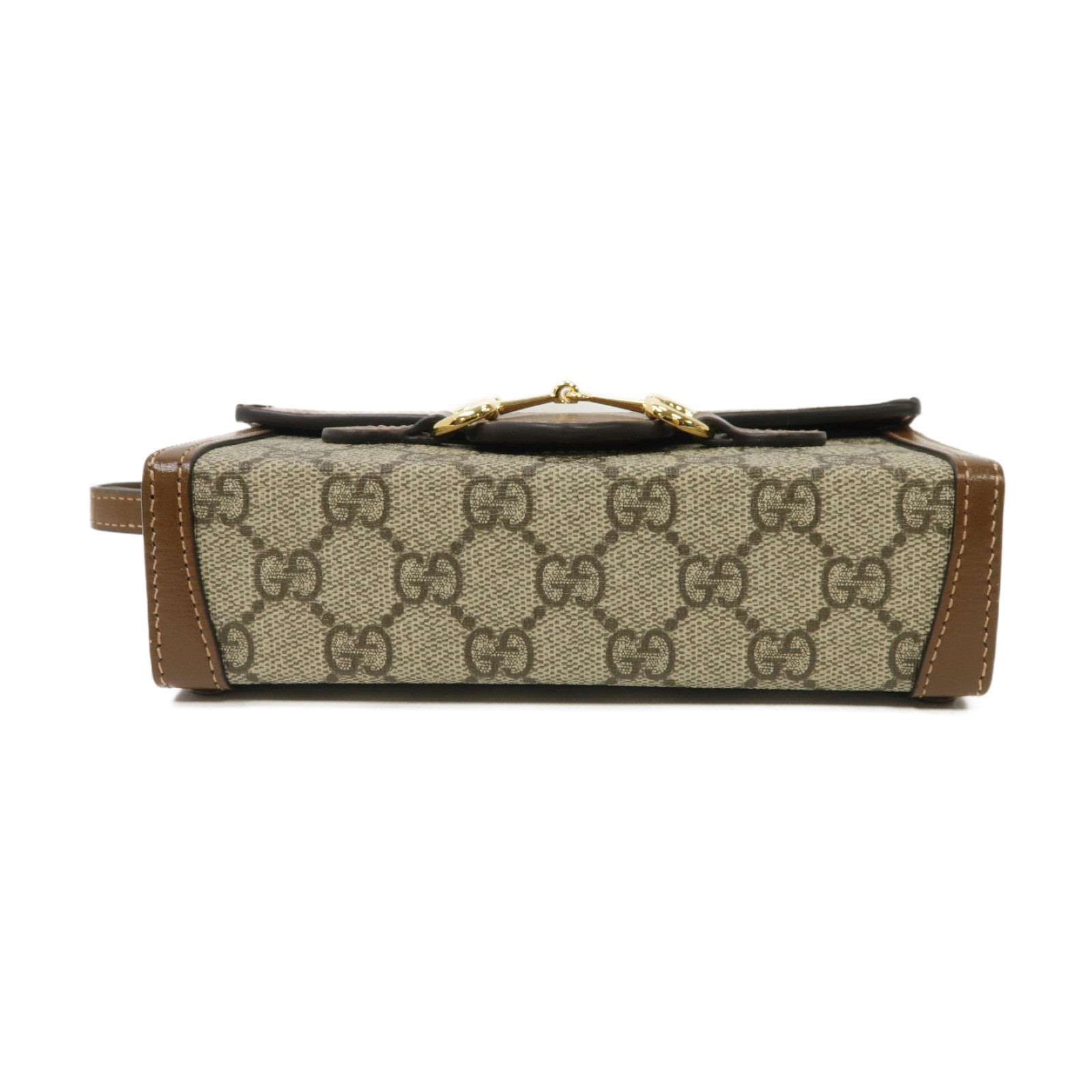 GUCCI 塗層帆布Horsebit 1955 Shoulder Bag金扣肩背袋啡色
