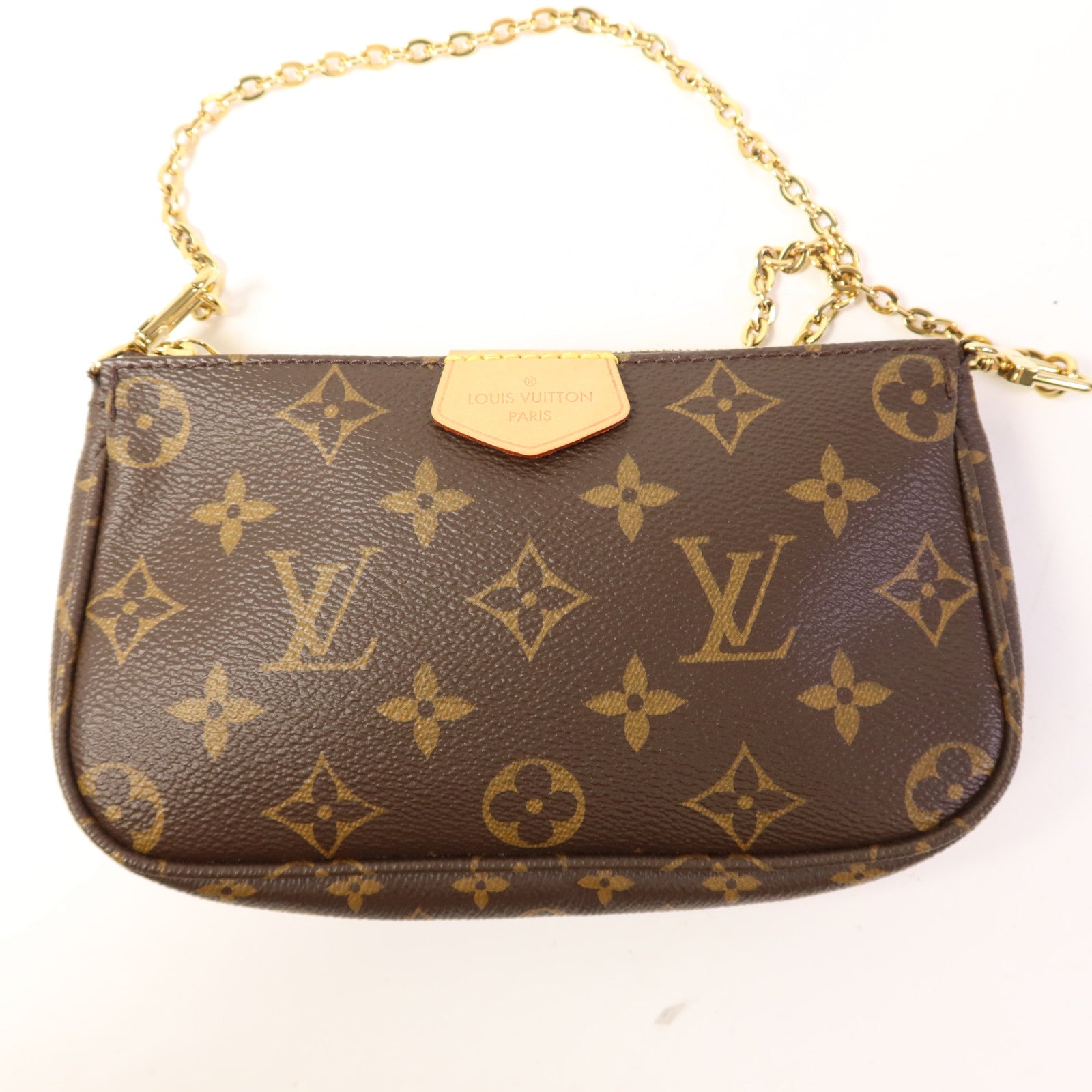 LOUIS VUITTON Monogram Multi Pochette Accessoires金扣手挽肩背兩用袋棕色