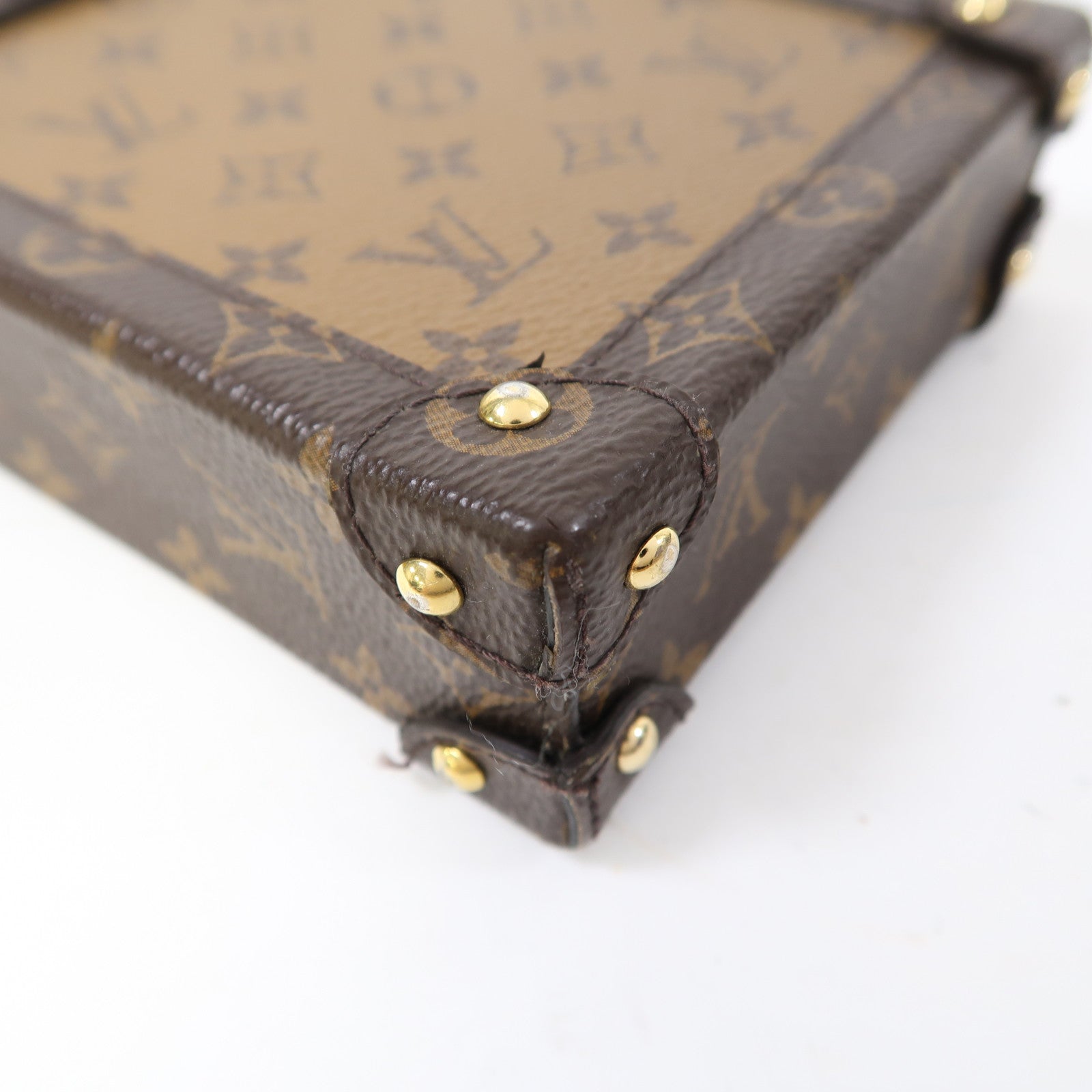 LOUIS VUITTON Monogram Trunk Vertical金扣鏈帶肩背袋啡色