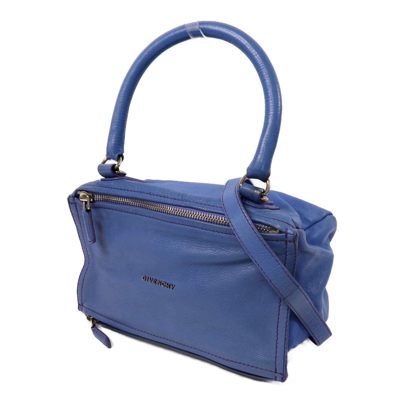 GIVENCHY 【激減優惠】皮革Pandora Shoulder Bag銀扣手挽肩背兩用袋藍色