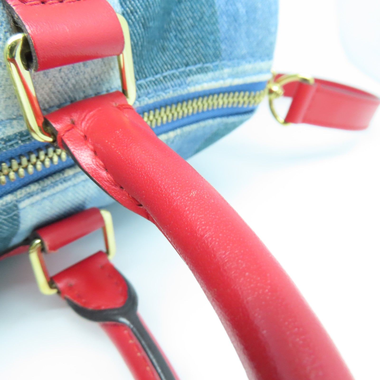 LOUIS VUITTON 【激減優惠】Monogram Denim Speedy 30 Bandouliere金扣手挽肩背兩用袋藍色