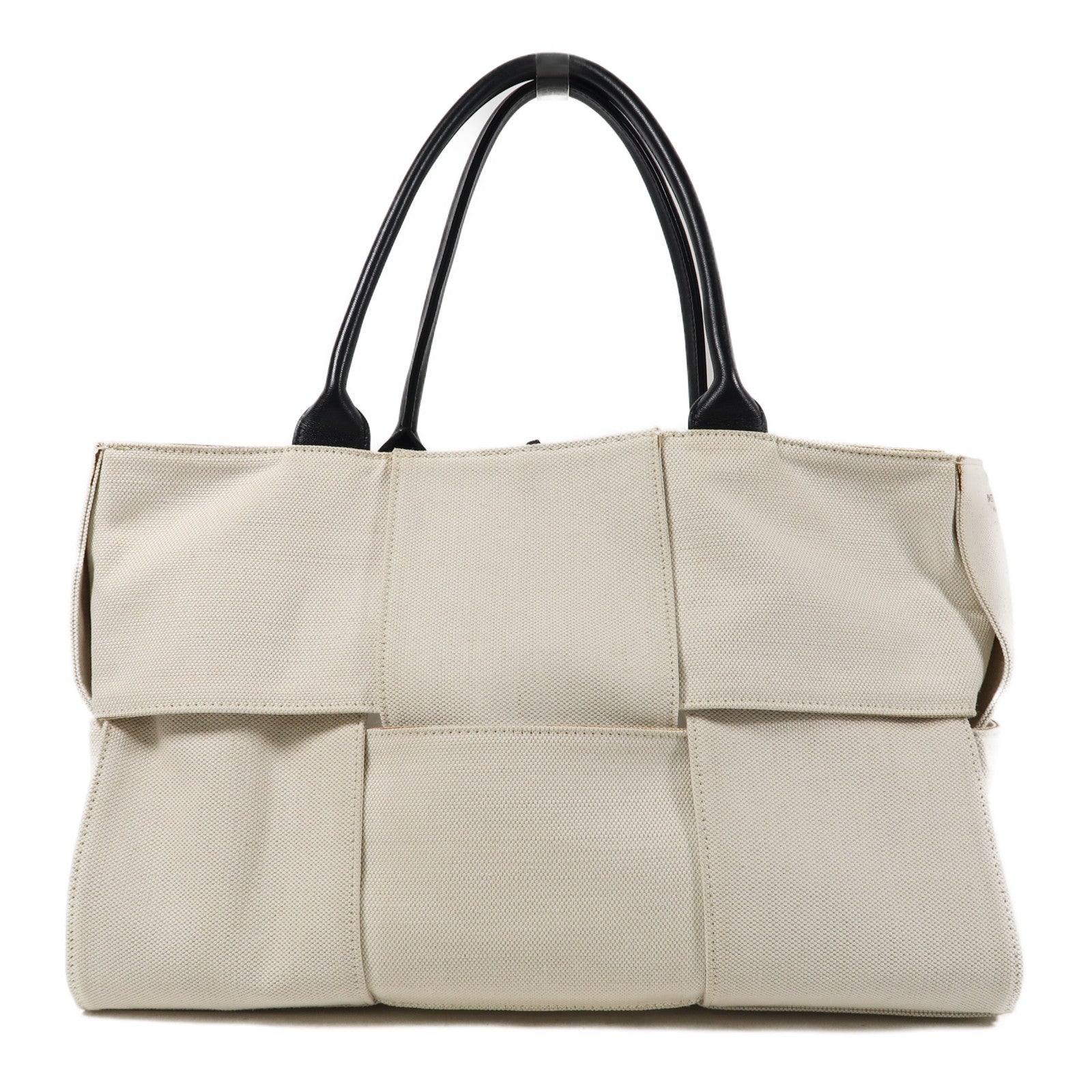 BOTTEGA VENETA 帆布Arco Tote Bag金扣手挽袋白色/黑色
