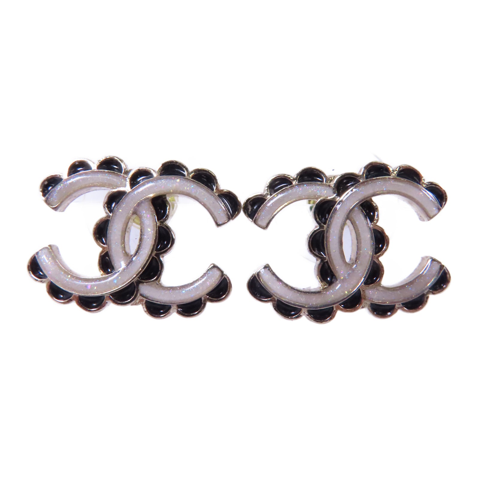 CHANEL 金屬Earrings耳環黑色/白色/金色