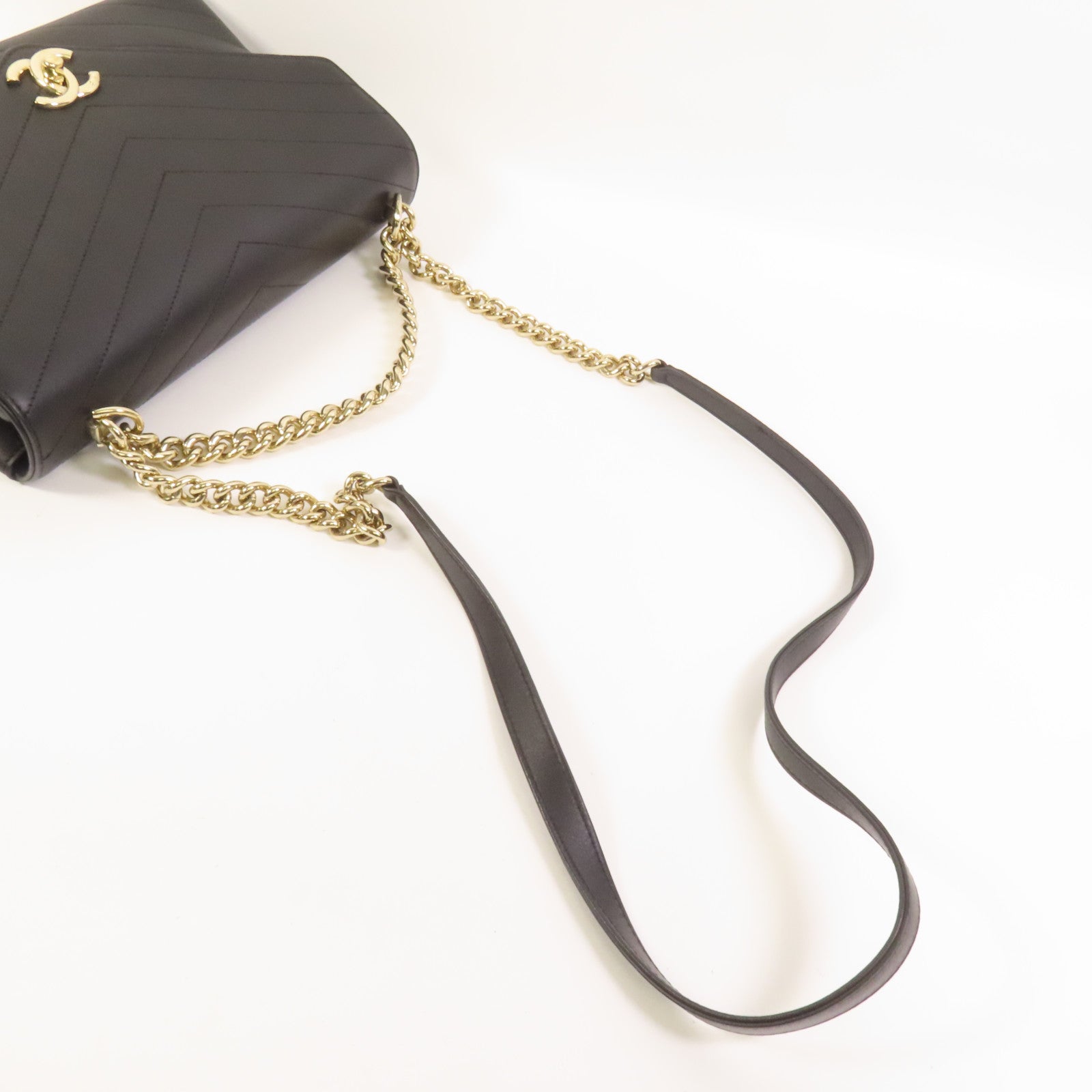 CHANEL 【激減優惠】牛皮皮革Chain Shoulder金扣手挽肩背兩用袋