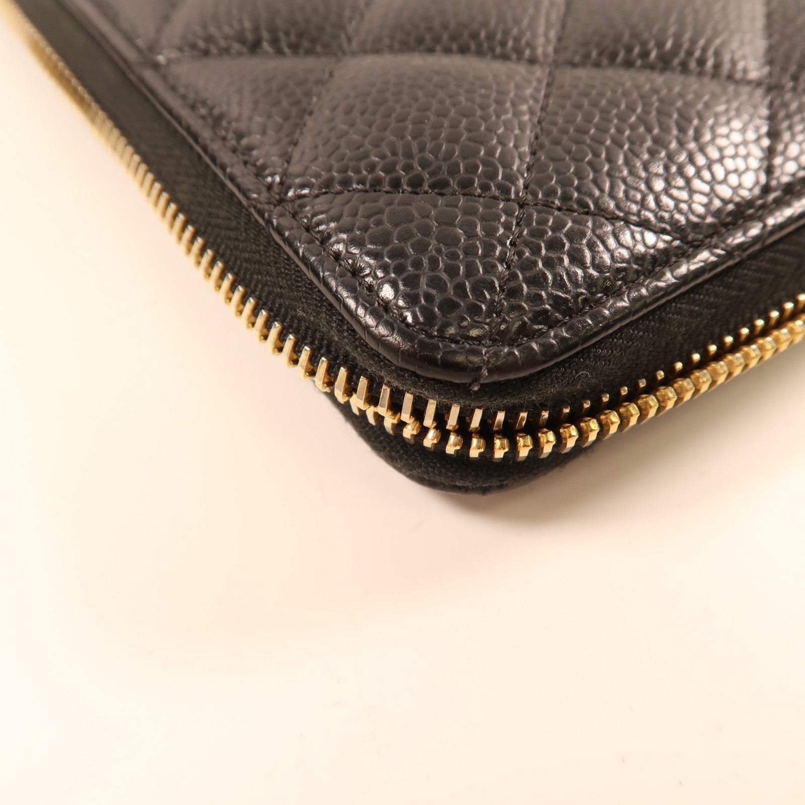 CHANEL 牛皮皮革Zipper Long Wallet金扣長錢包黑色