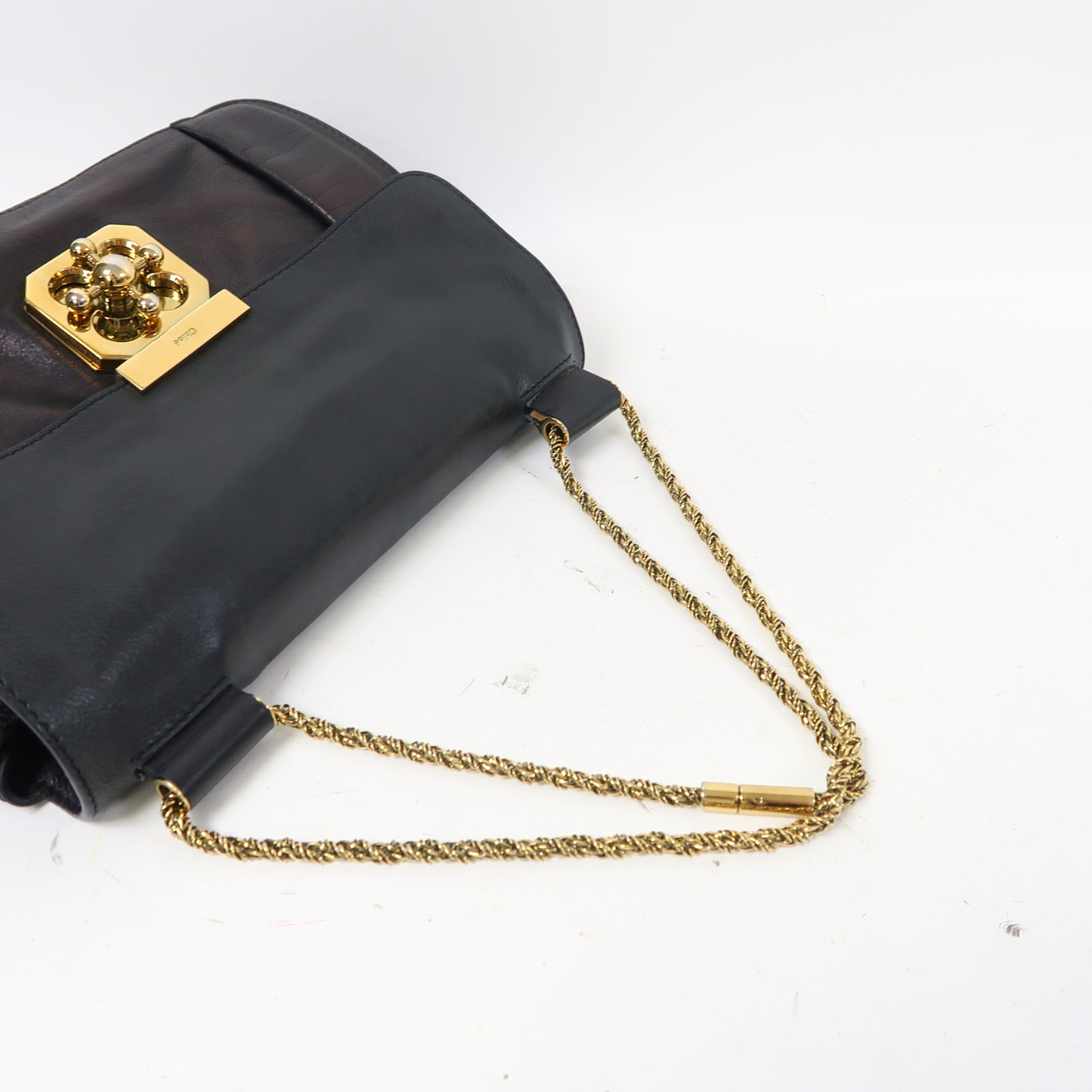 Chloe 牛皮皮革Shoulder Bag金扣肩背袋黑色