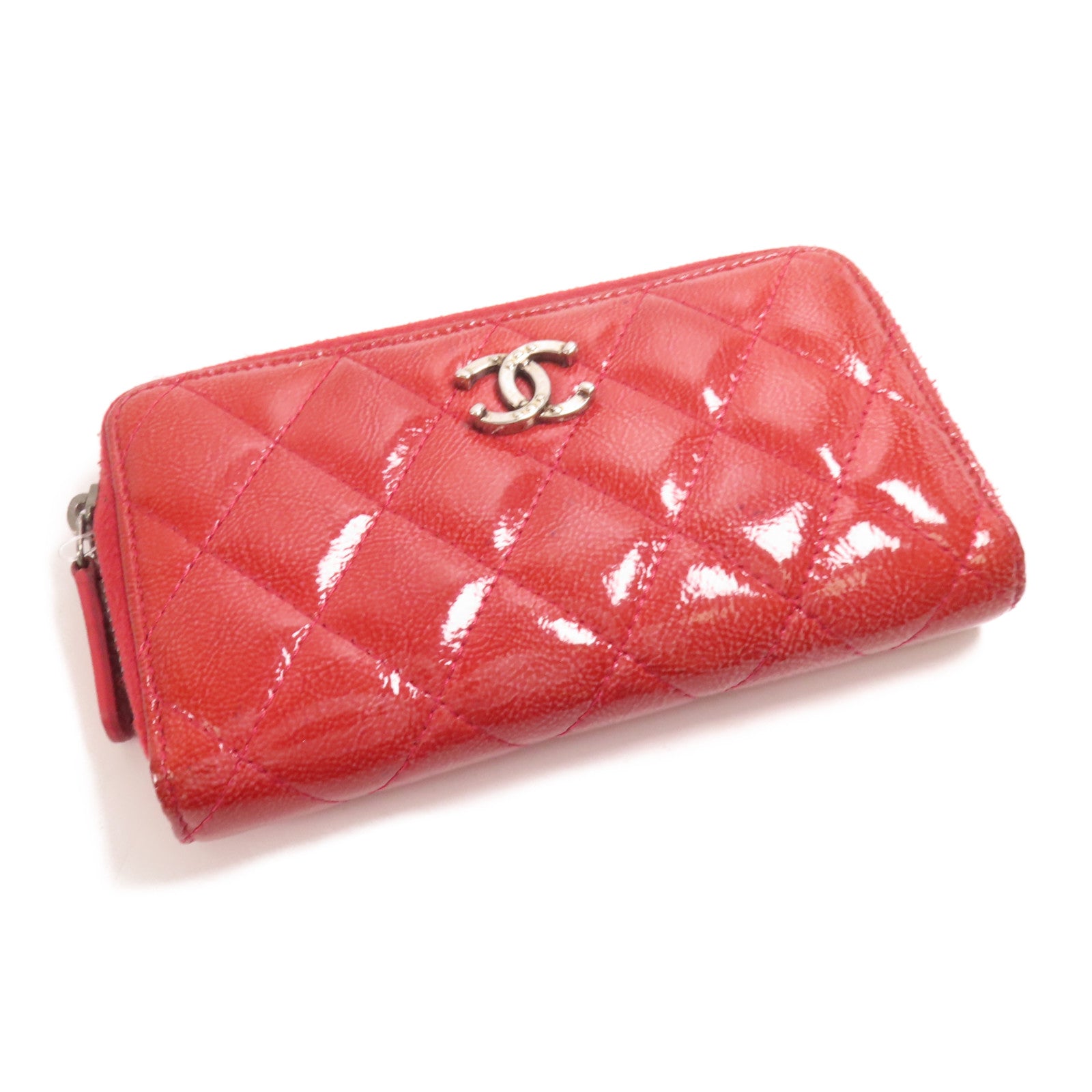 CHANEL 漆皮皮革Wallet銀扣錢包