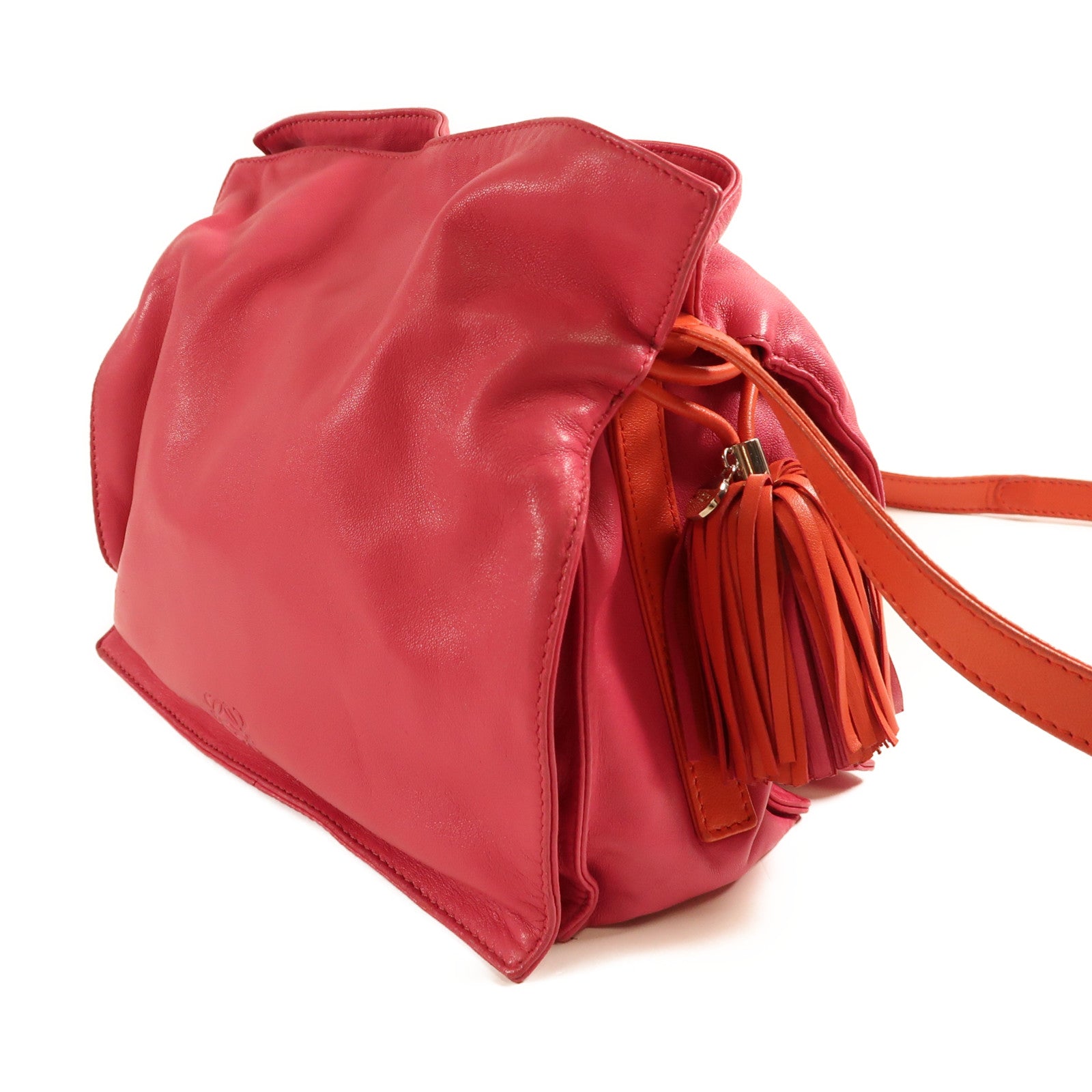 LOEWE 牛皮皮革Shoulder Bag銀扣肩背袋