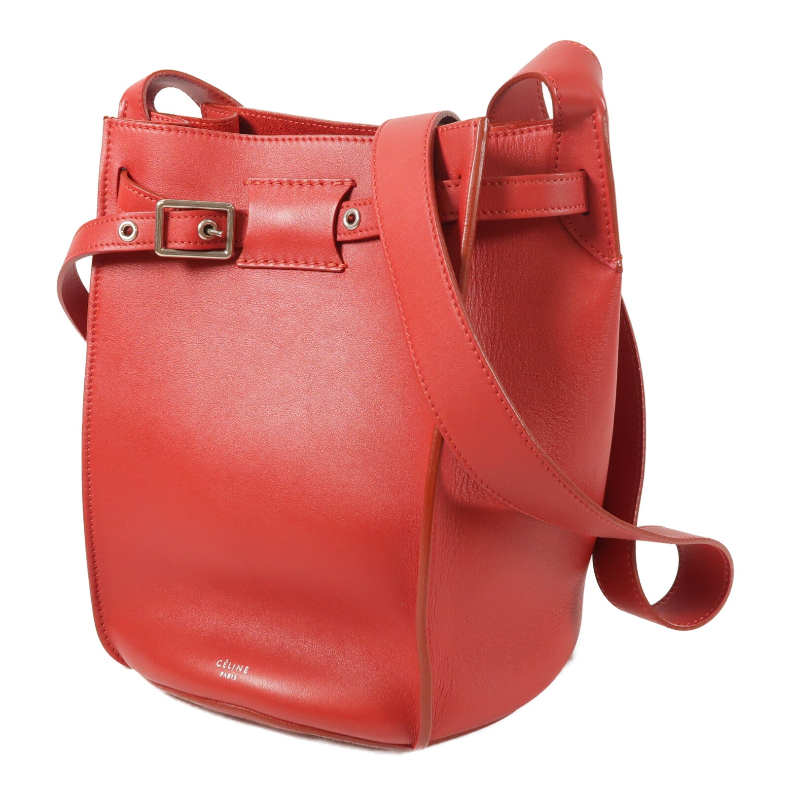 CELINE 牛皮皮革Big Bag Bucket銀扣肩背袋