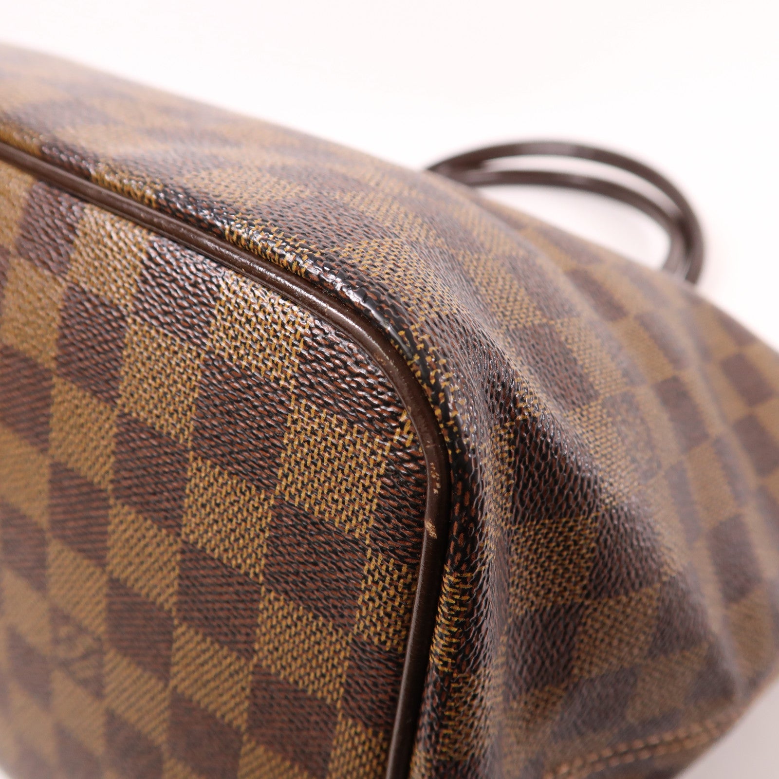 LOUIS VUITTON Damier Saleya MM金扣肩背袋/手挽袋棕色