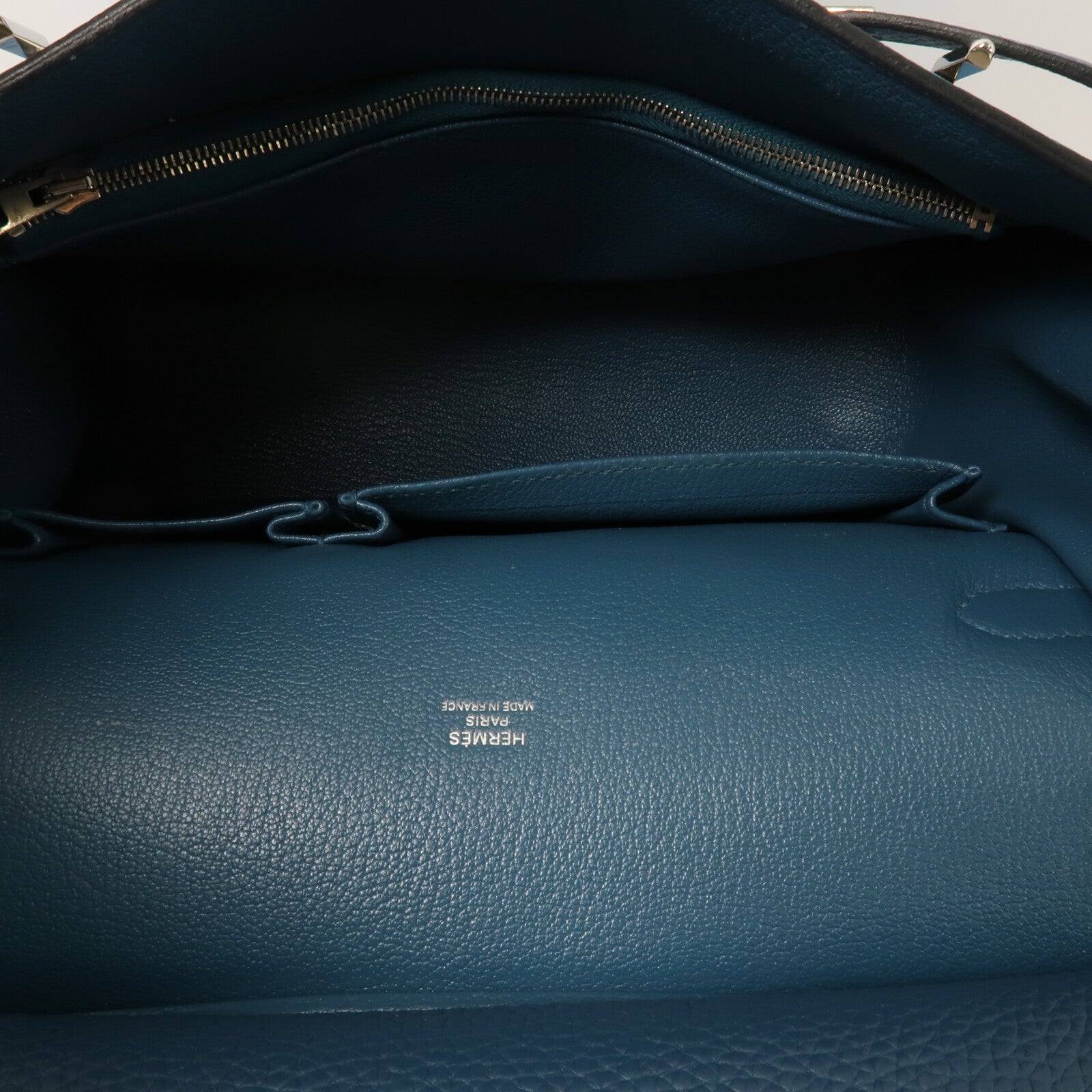 HERMES Clemence皮革Jypsiere 28肩背袋Colvert/Turquoise