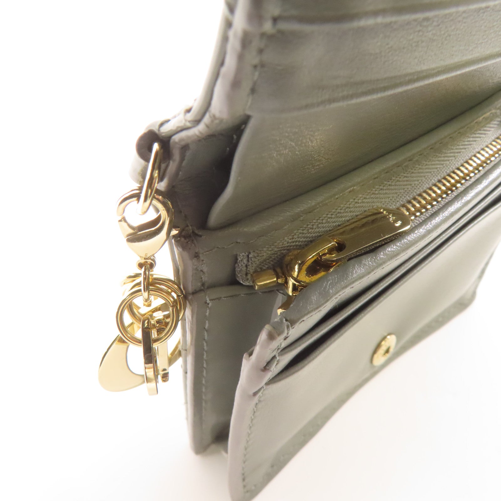 Dior 漆皮皮革Wallet金扣錢包綠色