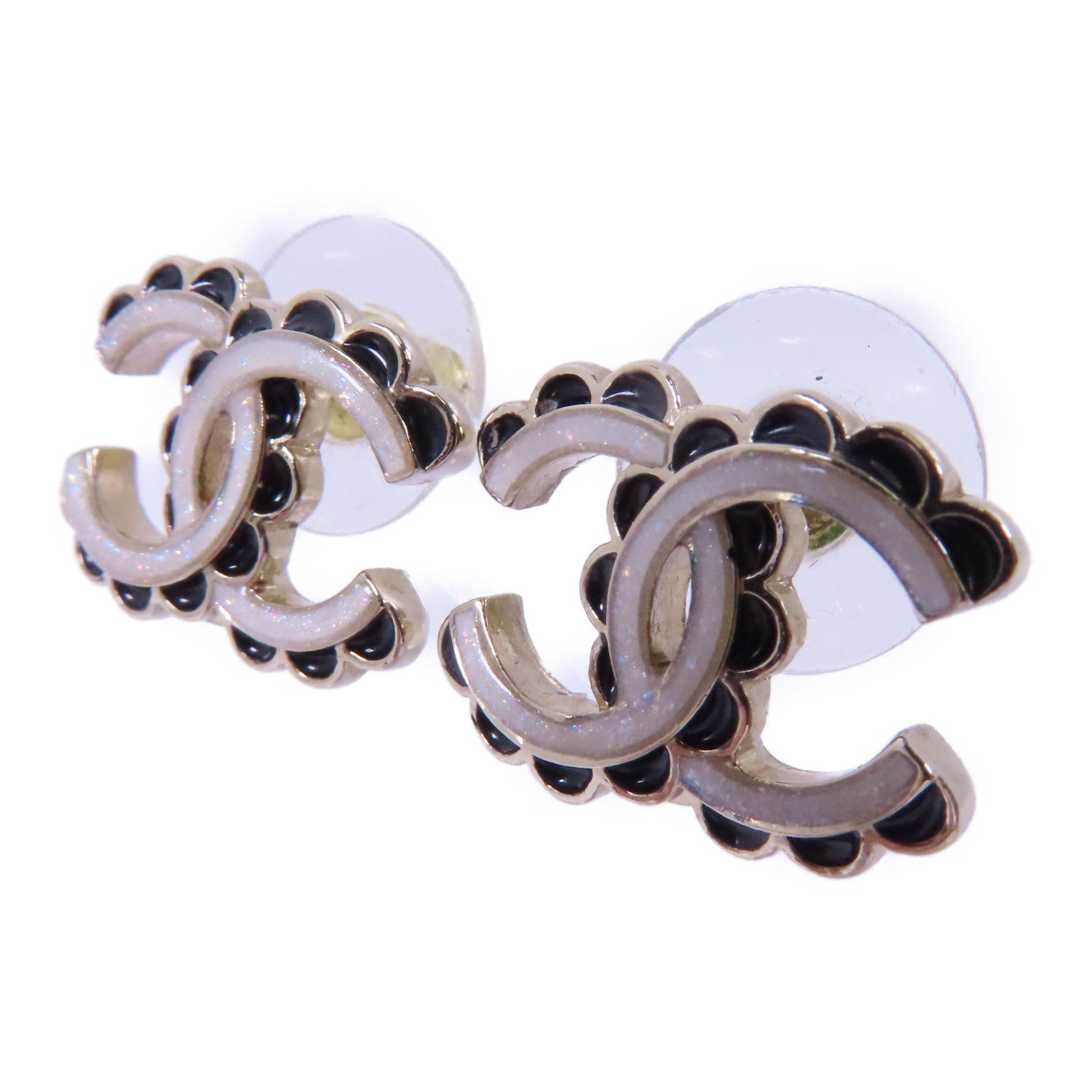 CHANEL 金屬Earrings耳環黑色/白色/金色