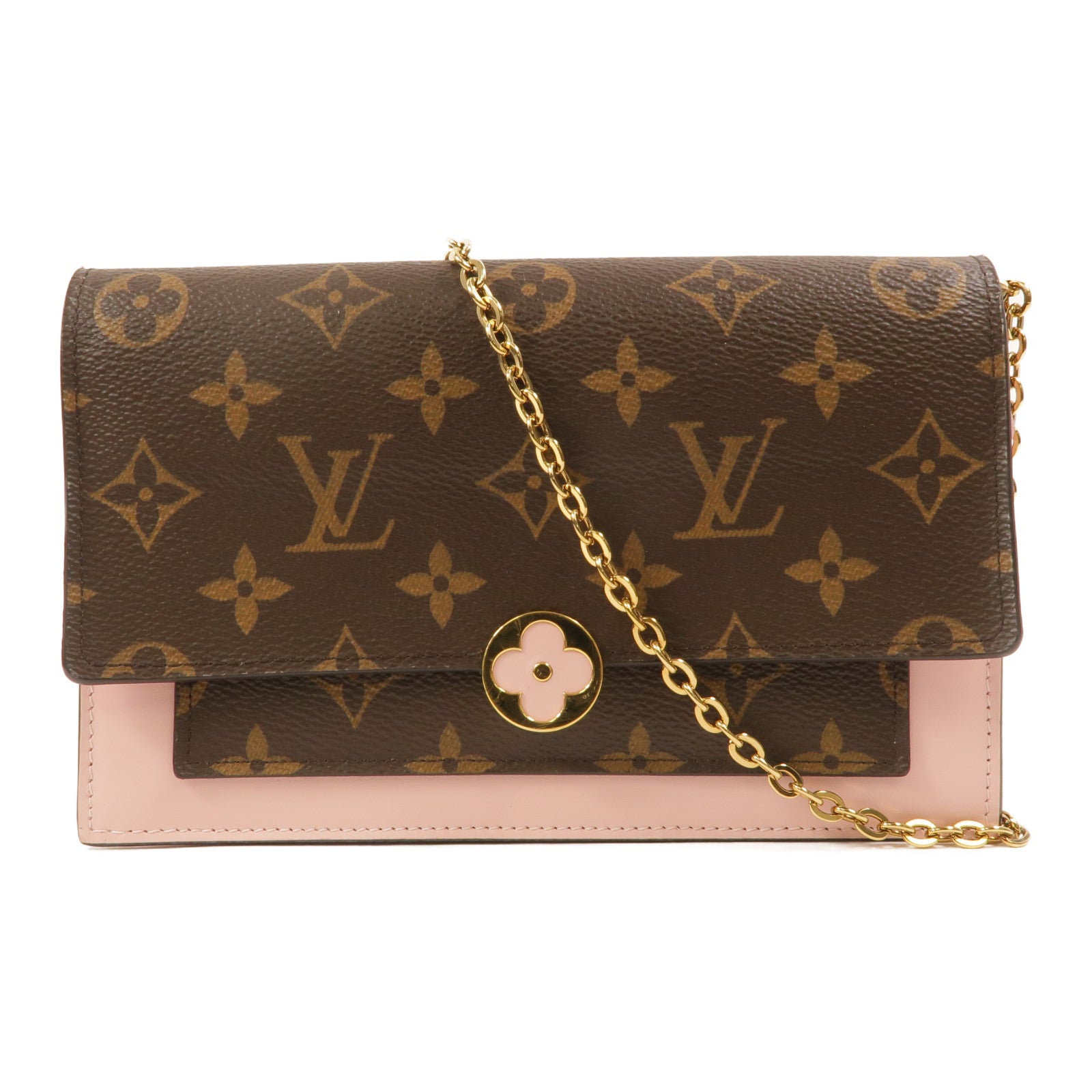 LOUIS VUITTON Monogram Flore Chain Wallet鏈帶肩背袋