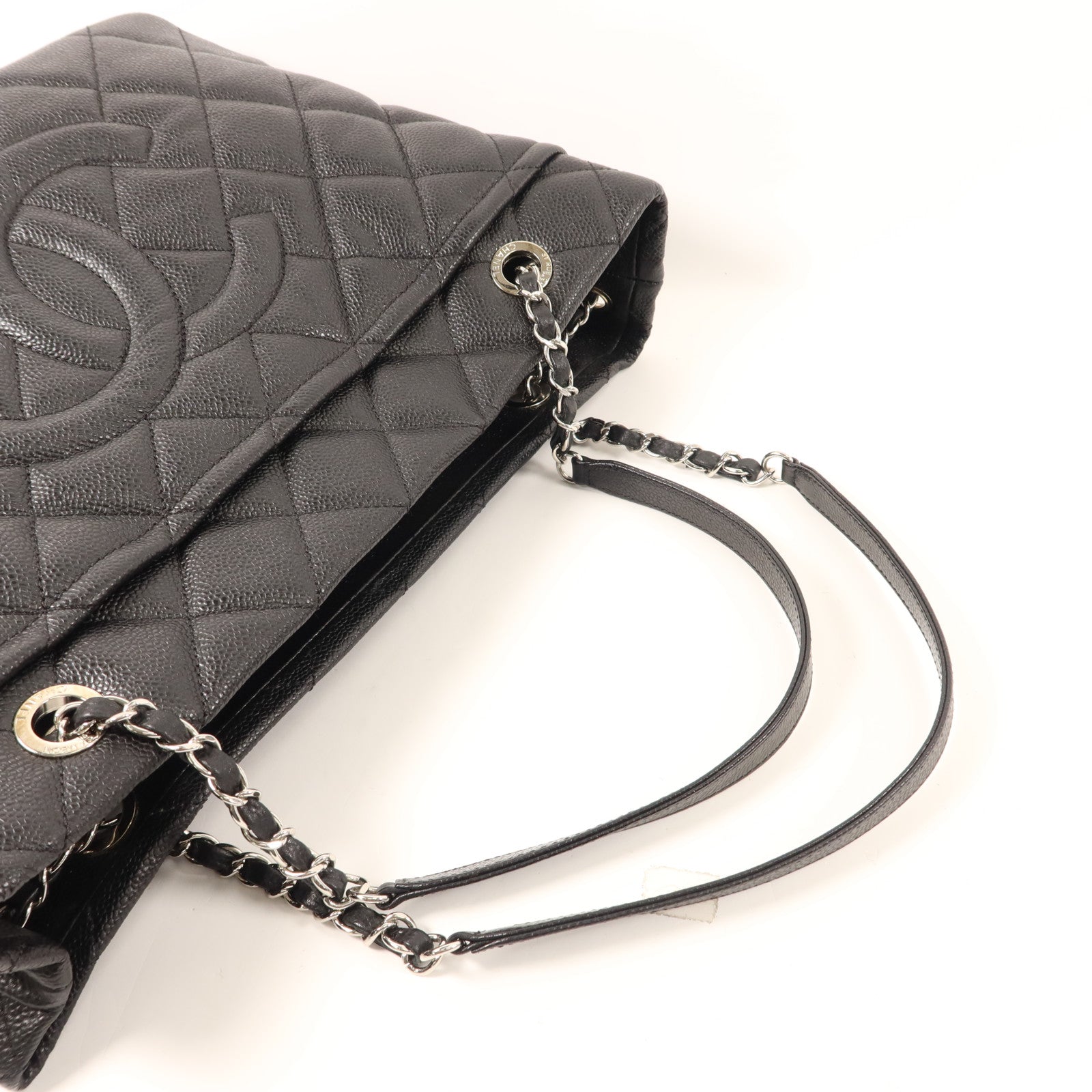 CHANEL 牛皮皮革Tote Bag銀扣鏈帶手挽袋