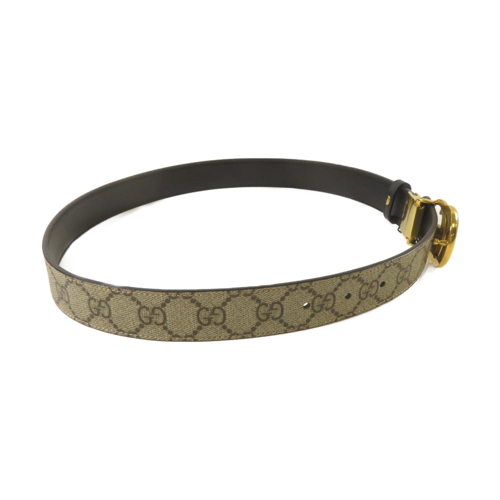 GUCCI 【激減優惠】塗層帆布/皮革GG Marmont Belt皮帶啡色/黑色