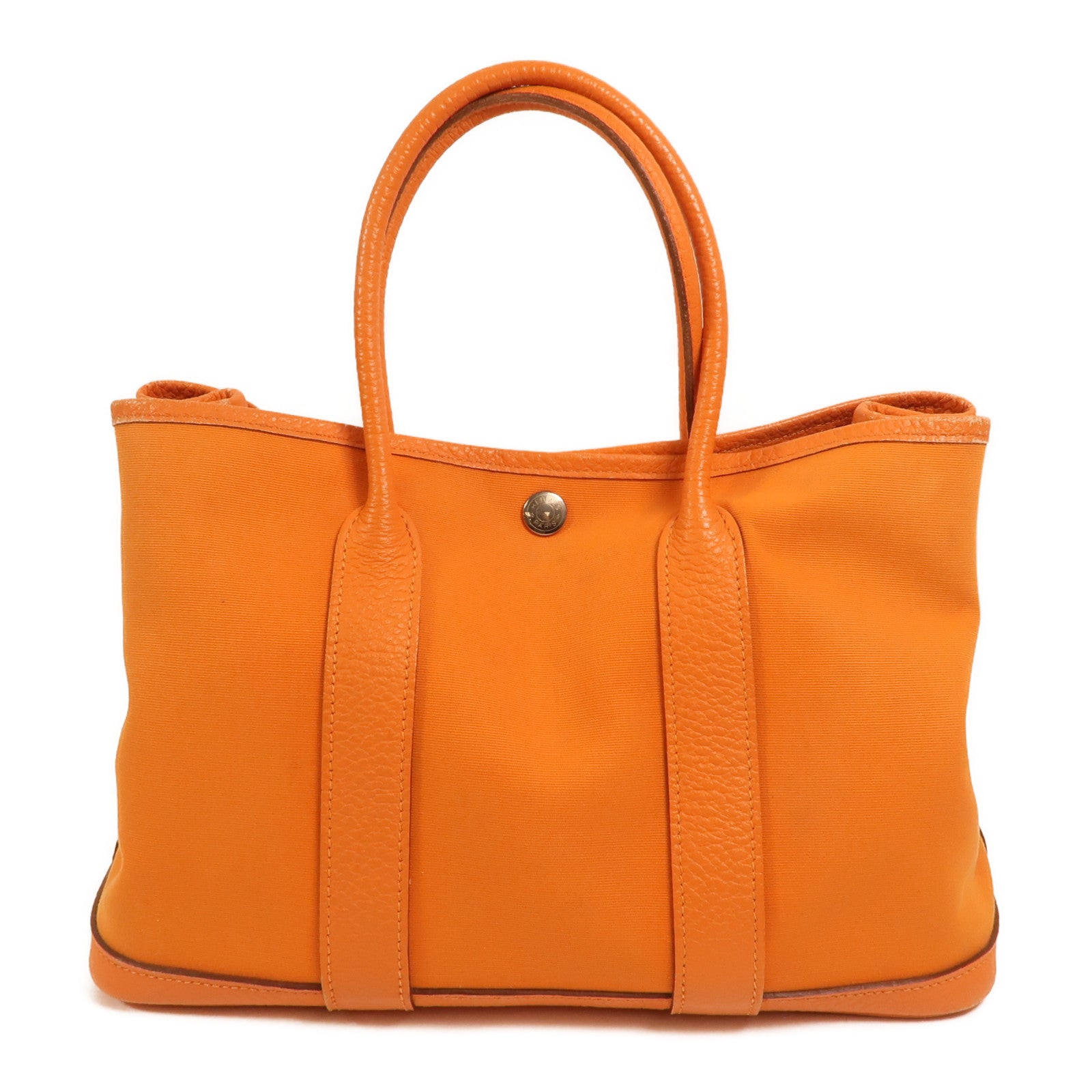 HERMES 帆布Garden Party TPM銀扣手挽袋Orange