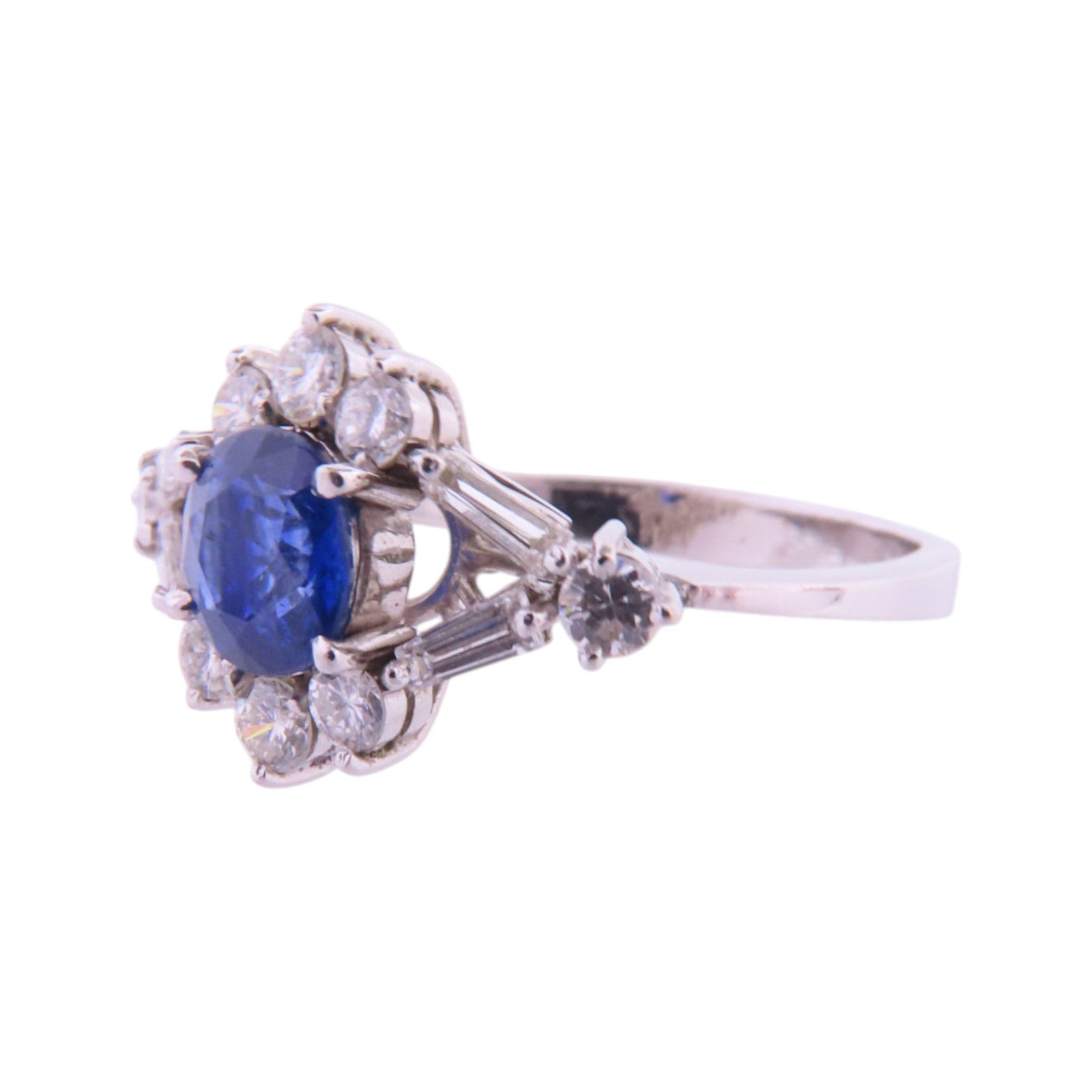 JEWELRY Sapphire Diamond Ring US#6.25 18K White Gold