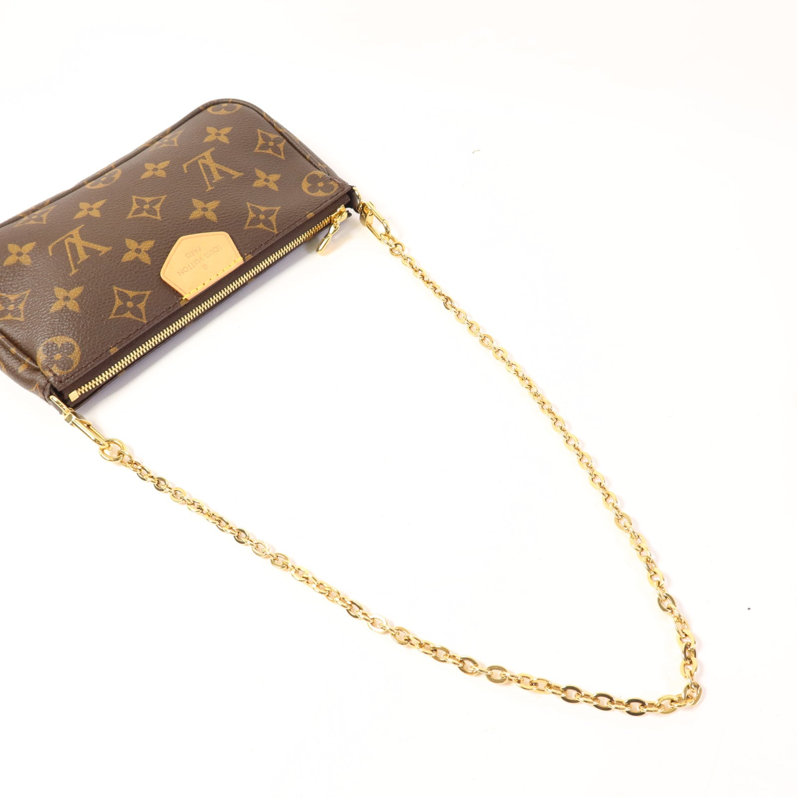 LOUIS VUITTON 【激減優惠】Monogram Multi Pochette Accessoires金扣手挽肩背兩用袋棕色