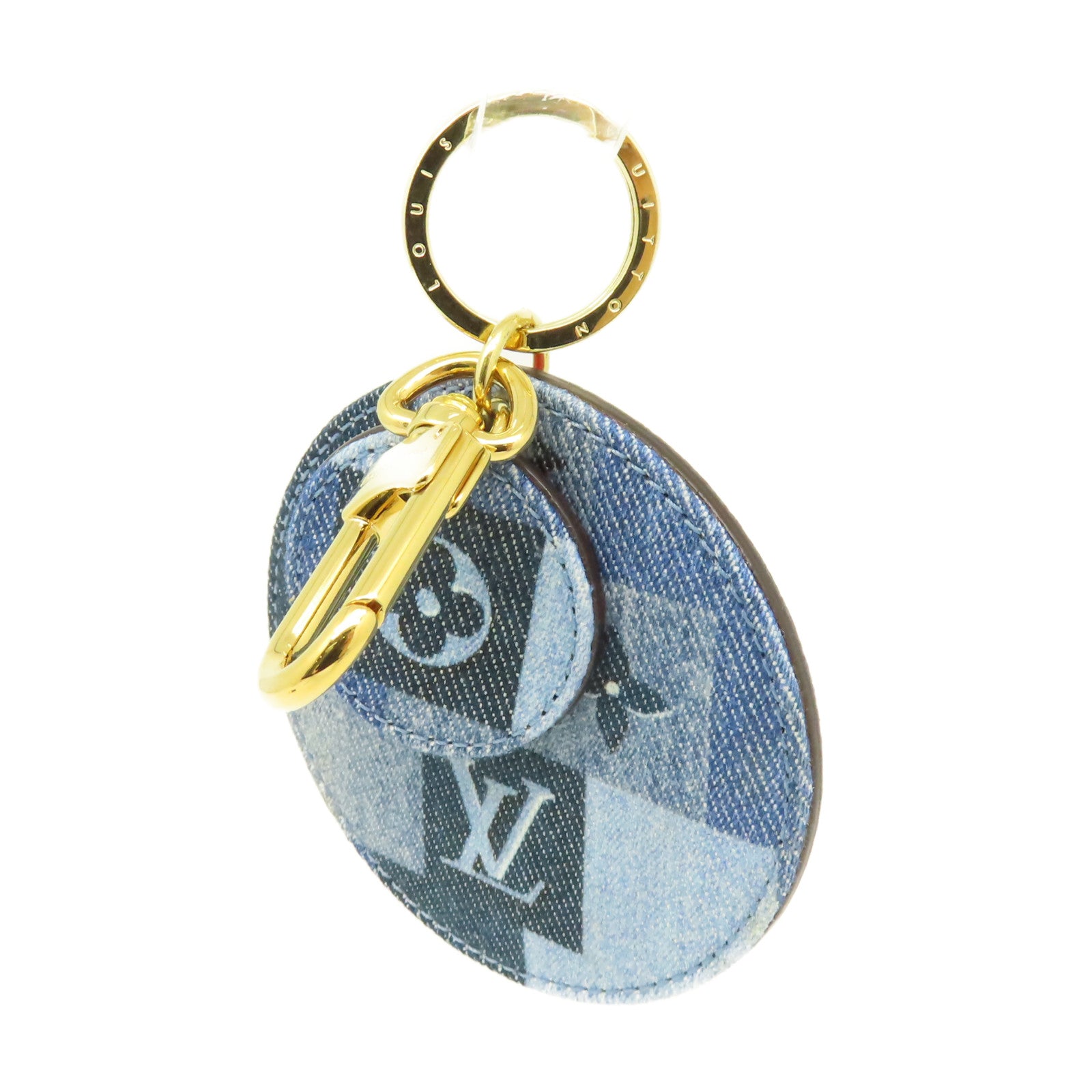 LOUIS VUITTON 【激減優惠】Monogram Denim Key Ring掛飾藍色/紅色