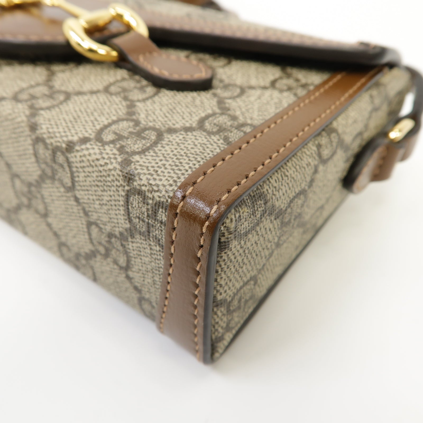 GUCCI 塗層帆布Horsebit 1955 Shoulder Bag金扣肩背袋啡色