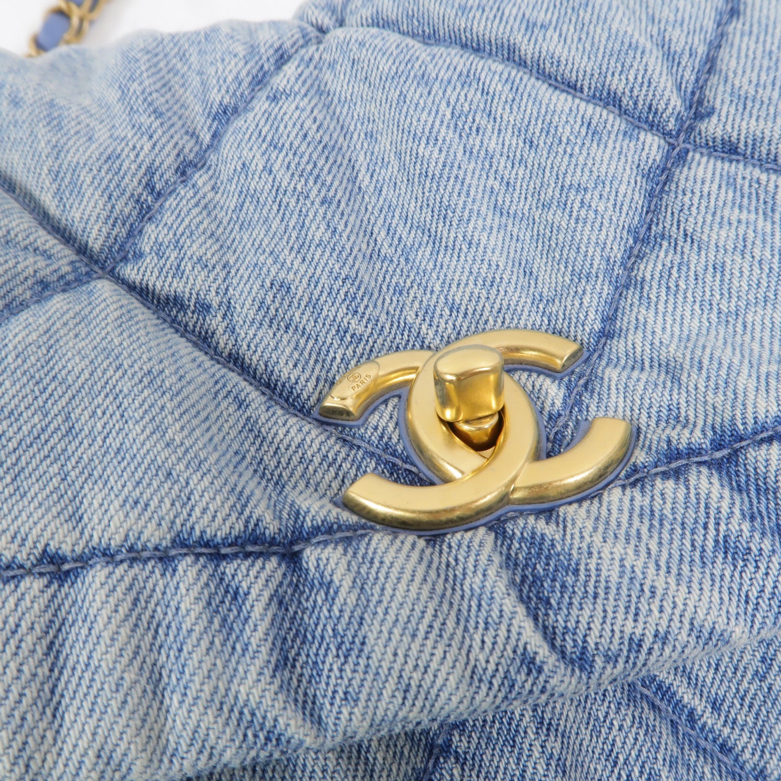 CHANEL 牛仔布Denim Large Flap Bag鏈帶肩背袋