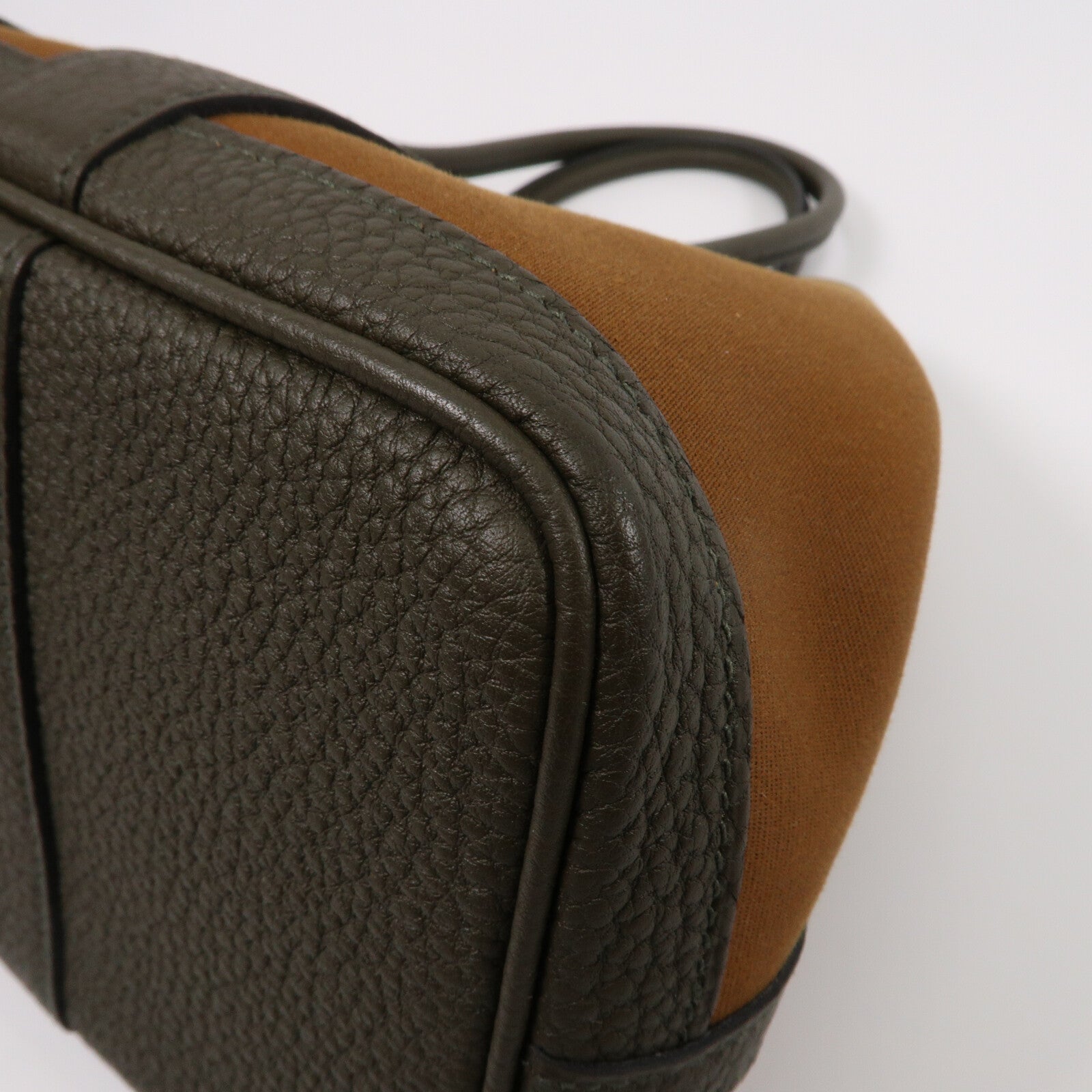HERMES 帆布Garden Party TPM手挽袋Alezan/Vert Bronze