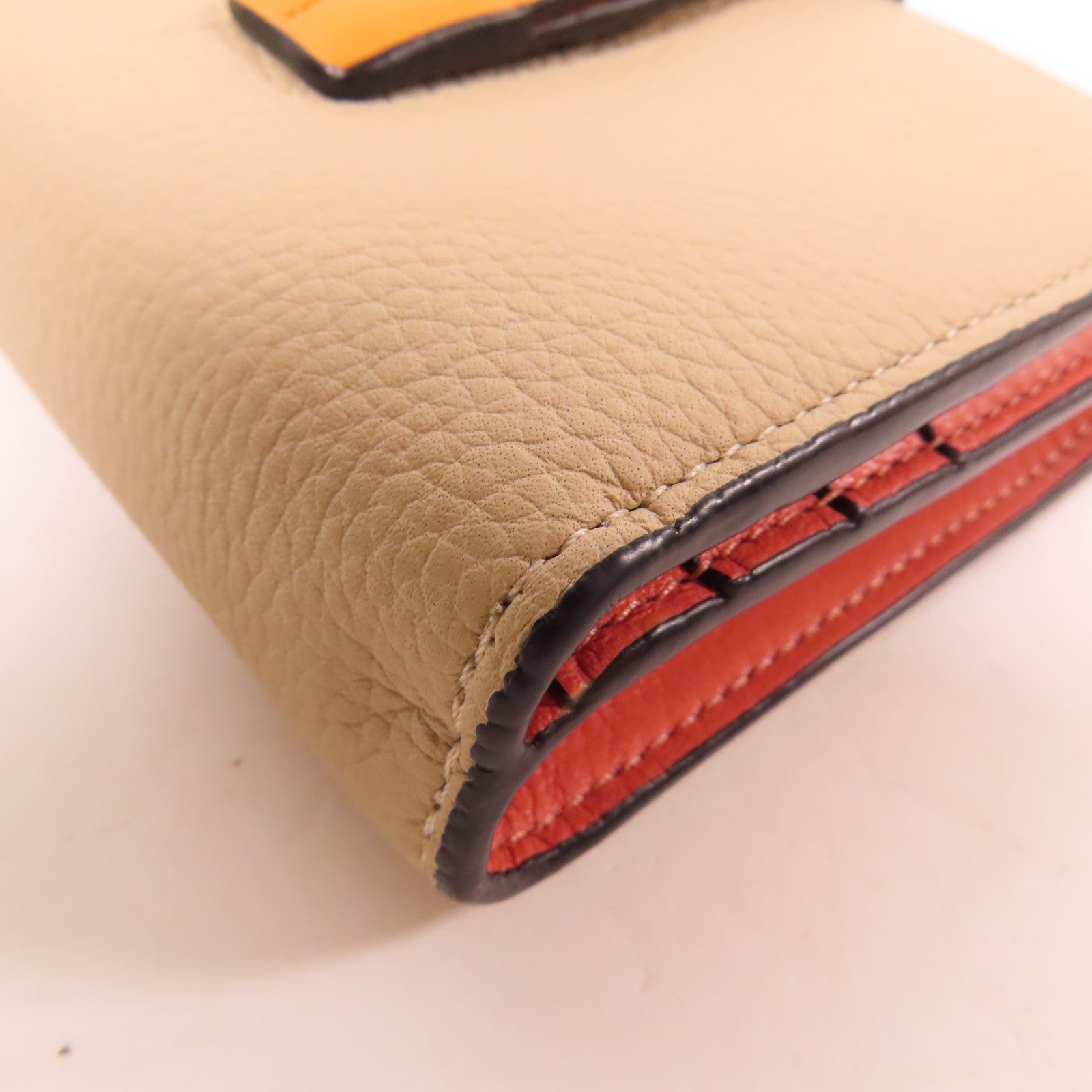 LOEWE 牛皮皮革Compact Zip Wallet銀扣錢包