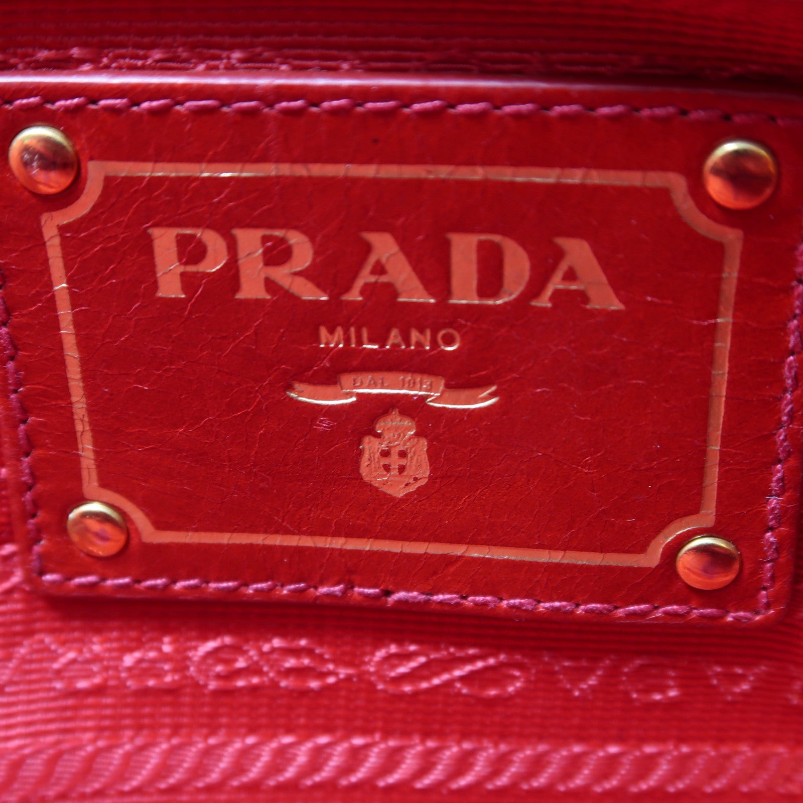 PRADA 牛皮皮革2 Way Shoulder金扣手挽肩背兩用袋紅色