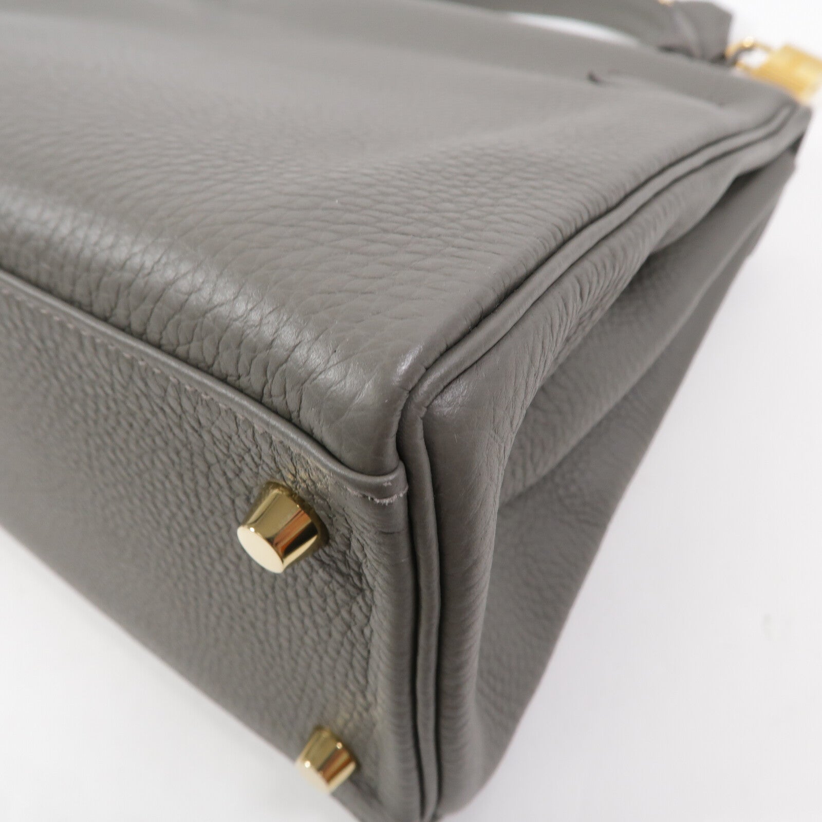 HERMES Clemence皮革Kelly 28手挽肩背兩用袋Gris Meyer