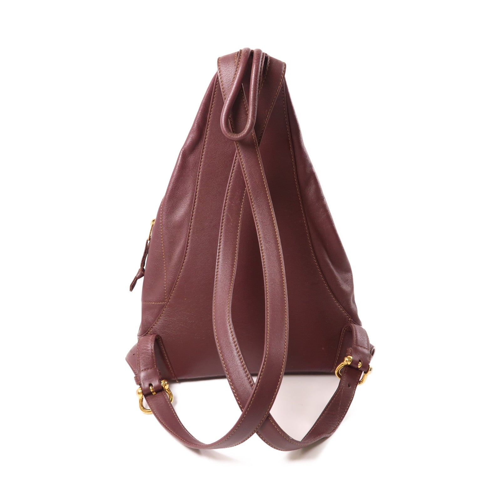 LOEWE 牛皮皮革Backpack金扣背包酒紅色