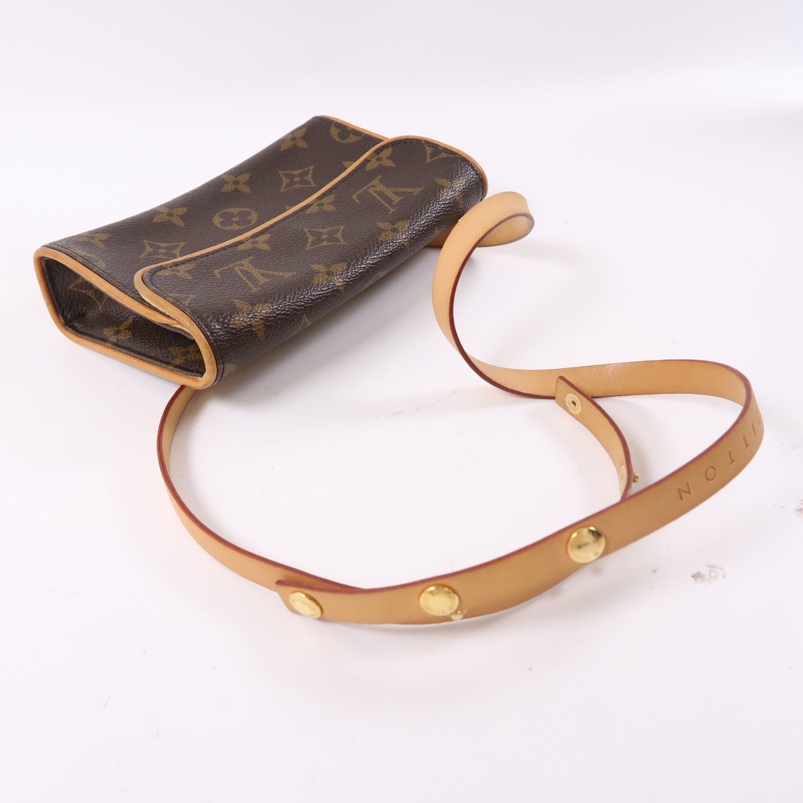LOUIS VUITTON Monogram Pochette Florentine金扣腰包啡色