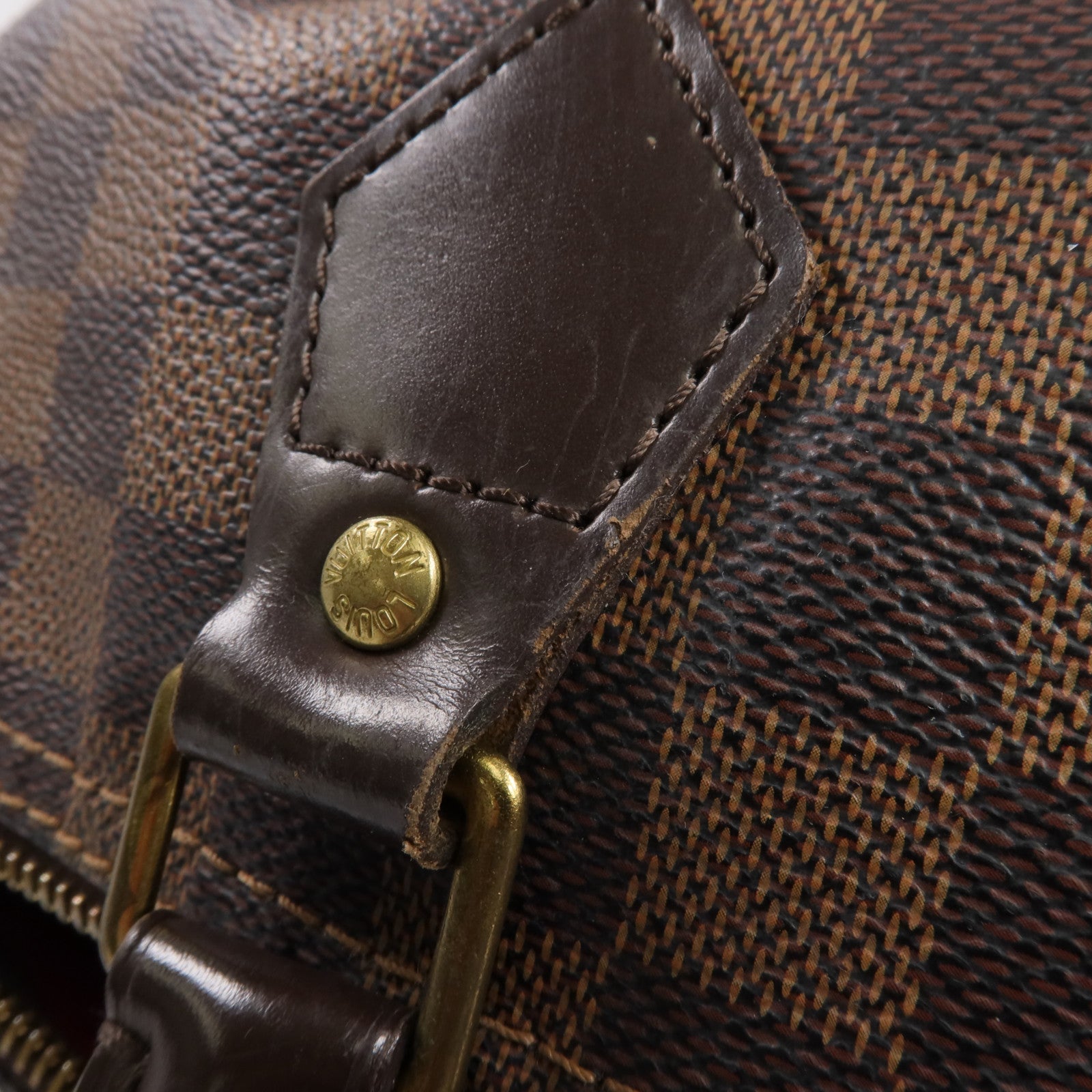 LOUIS VUITTON Damier Speedy 30金扣手挽袋