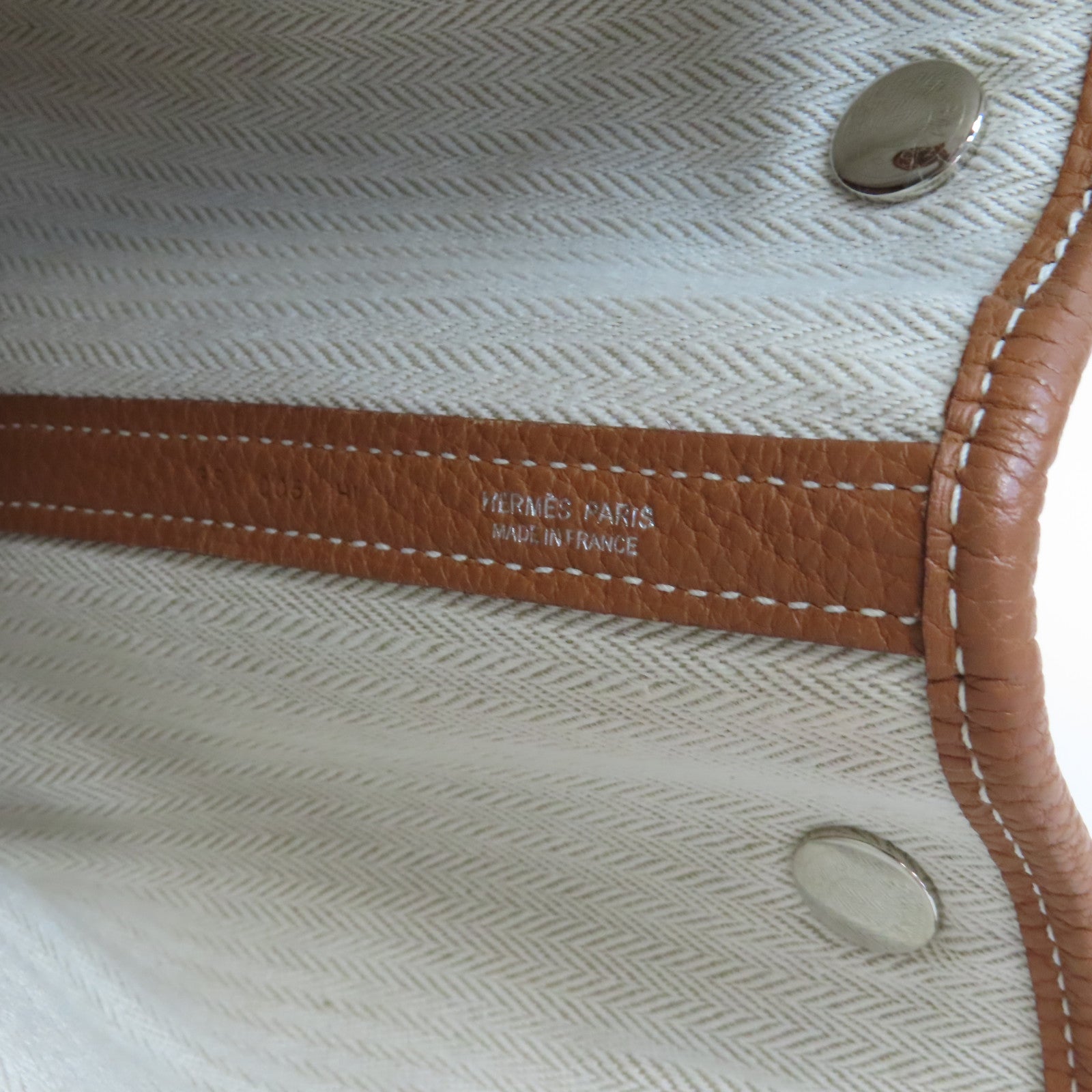HERMES Negonda皮革Garden Party PM銀扣手挽袋Gold/啡色