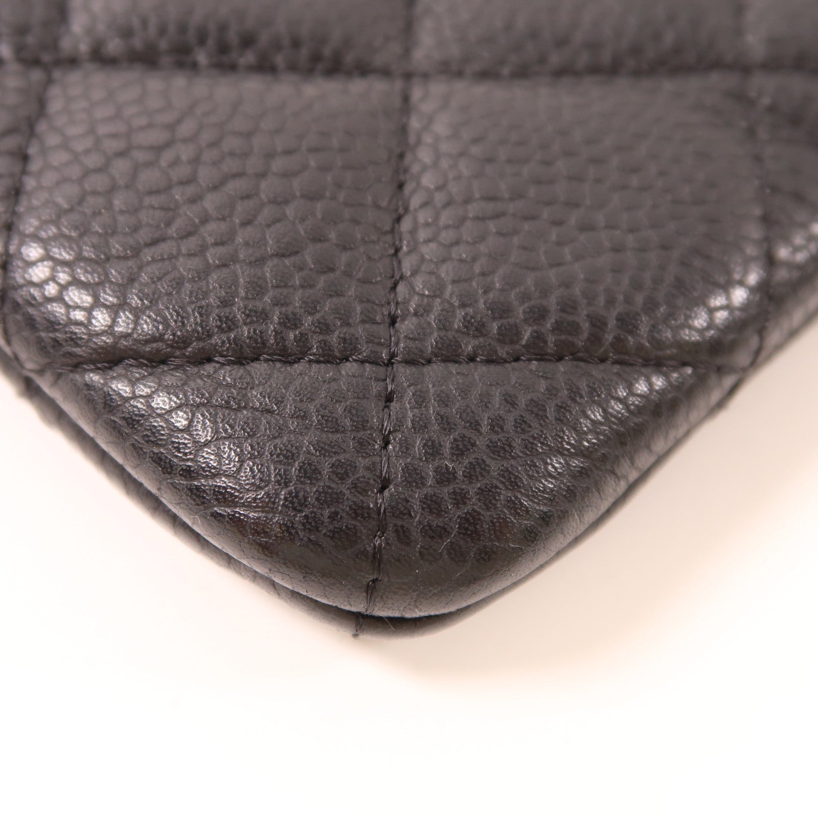 CHANEL 牛皮皮革Clutch/Pouch銀扣手拿包黑色