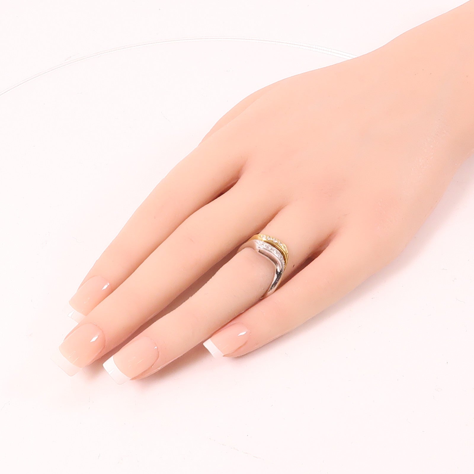 MIKIMOTO PT900鉑金/18K黃金Diamond Rings 0.09ct/0.09ct鑽石戒指US#6