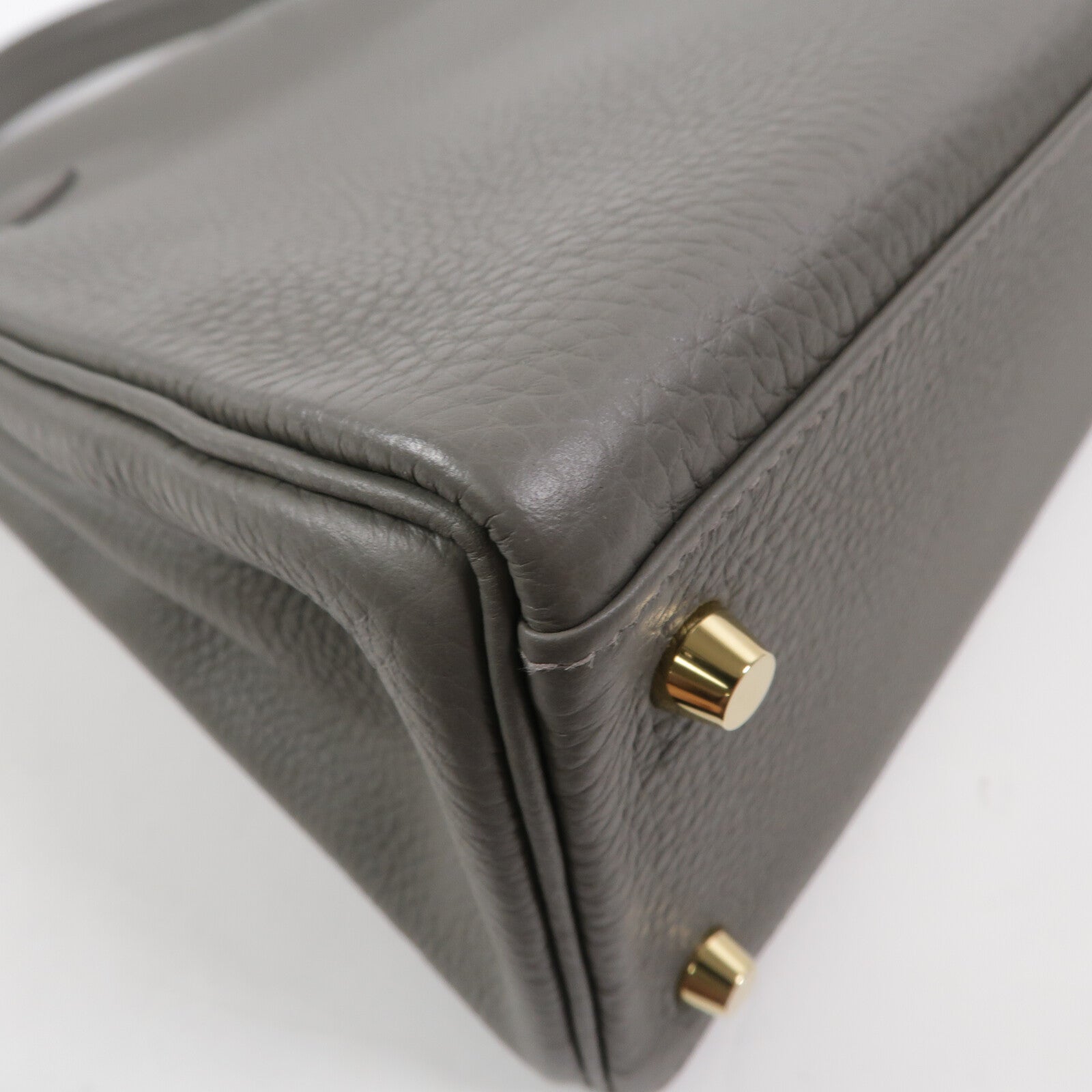 HERMES Clemence皮革Kelly 28手挽肩背兩用袋Gris Meyer