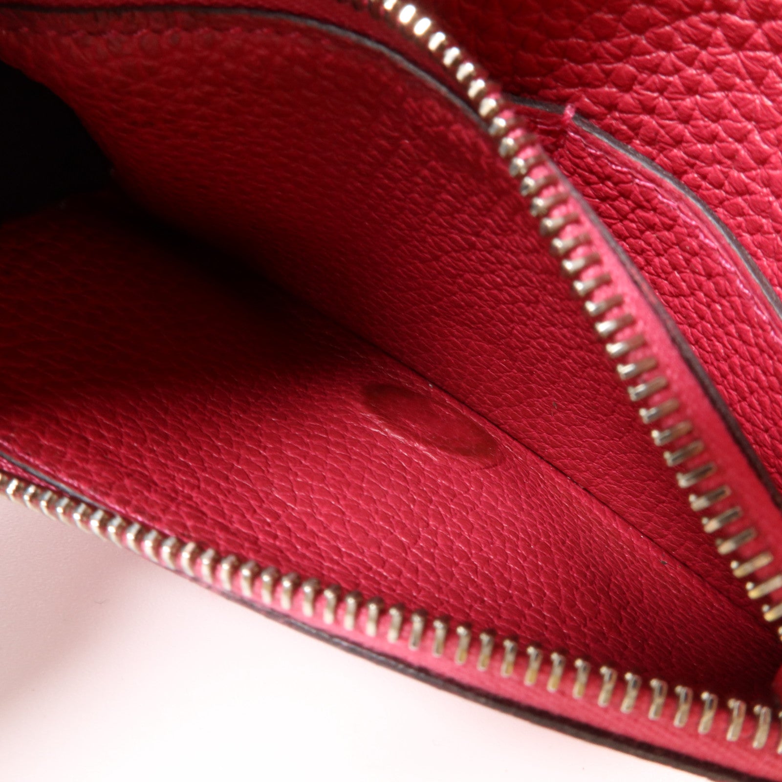 HERMES Clemence皮革Dogon Compact Wallet銀扣錢包Rose Mexico
