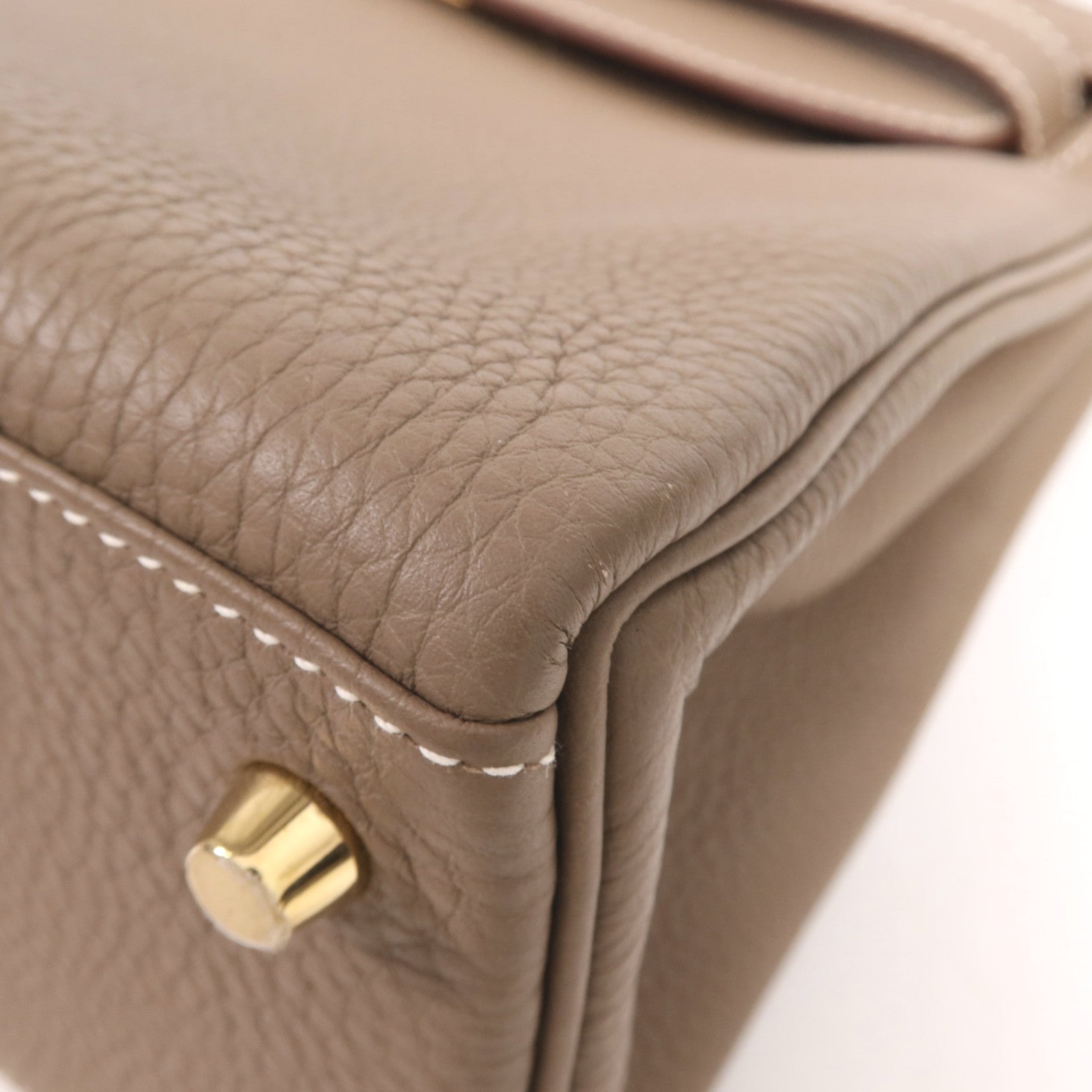 HERMES Togo皮革Kelly 28金扣手挽肩背兩用袋Etoupe