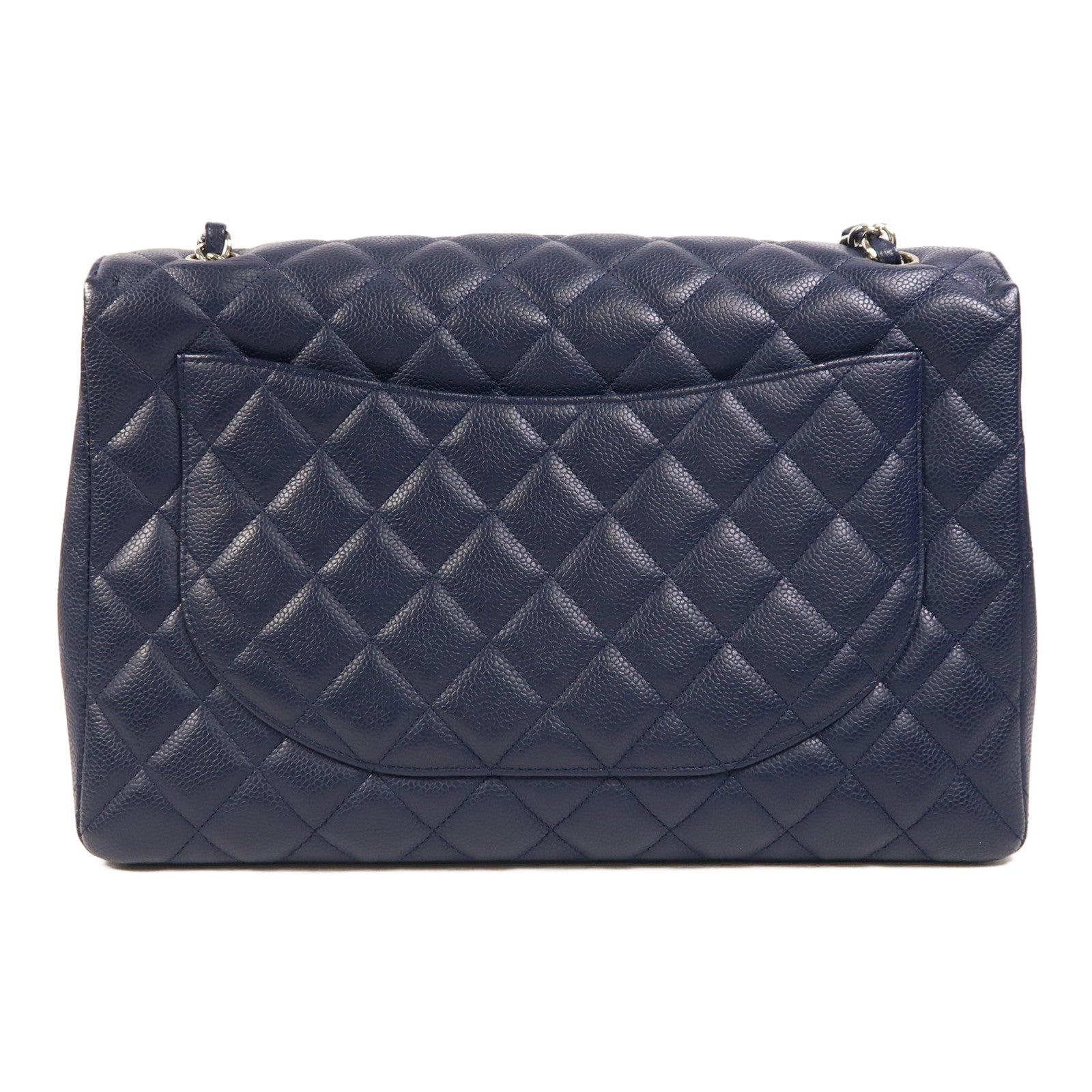 CHANEL 牛皮皮革Maxi Classic銀扣鏈帶肩背袋