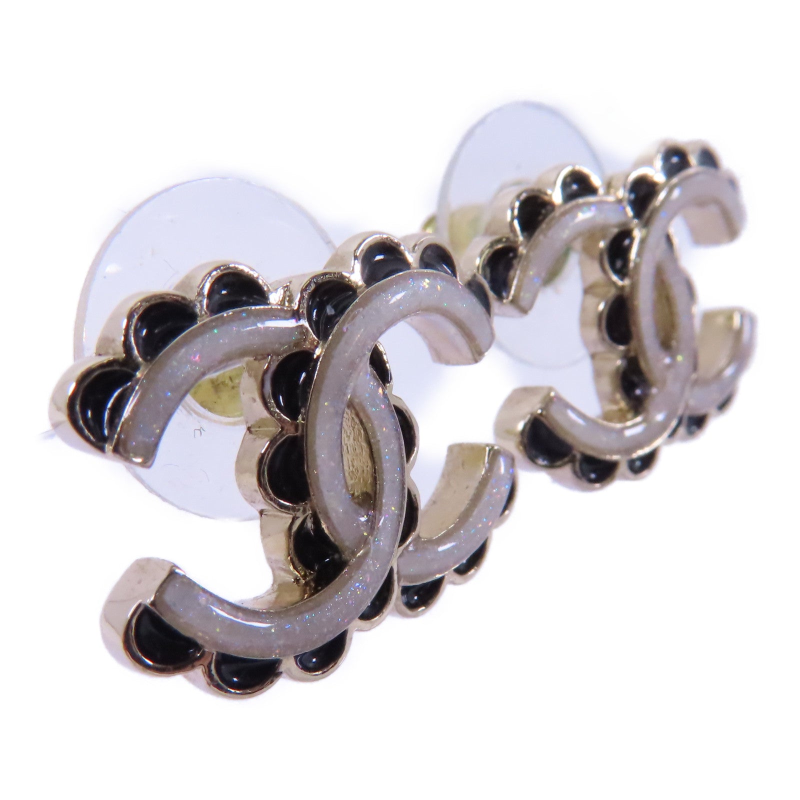 CHANEL 金屬Earrings耳環黑色/白色/金色
