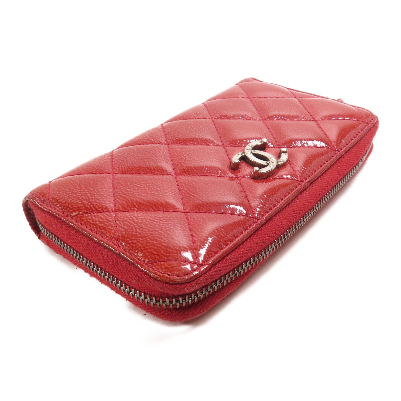 CHANEL 漆皮皮革Wallet銀扣錢包