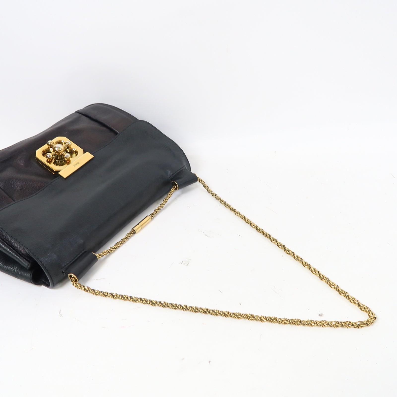 Chloe 牛皮皮革Shoulder Bag金扣肩背袋黑色